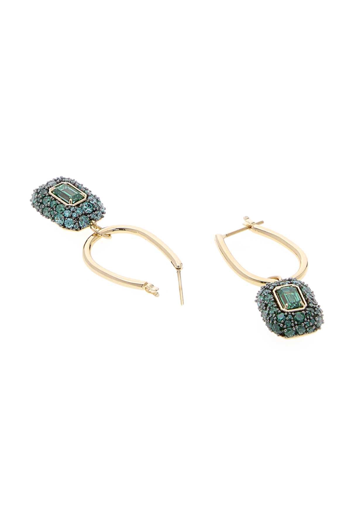 Swarovski Emerald-Cut Crystal Drop Earrings — Gold, view 3