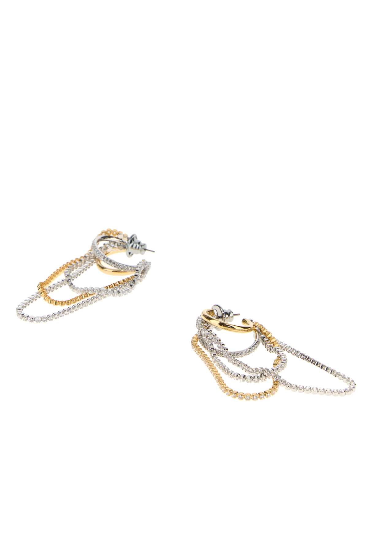 Swarovski Stacked Chain Earrings — Gold, view 2
