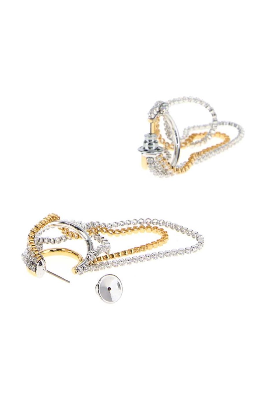 Swarovski Stacked Chain Earrings — Gold, view 3