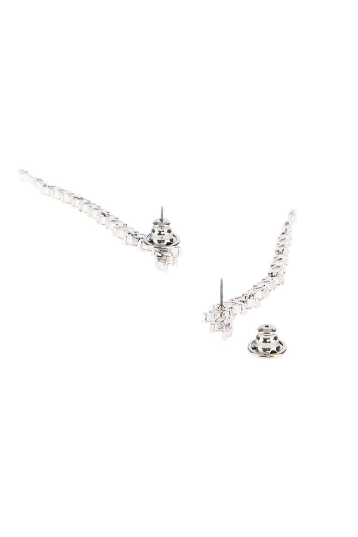 Swarovski Crystal Linear Drop Earrings — Silver, view 3