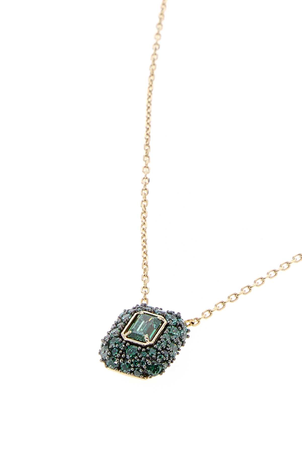 Swarovski Emerald-Cut Crystal Pendant Necklace — Gold, view 2