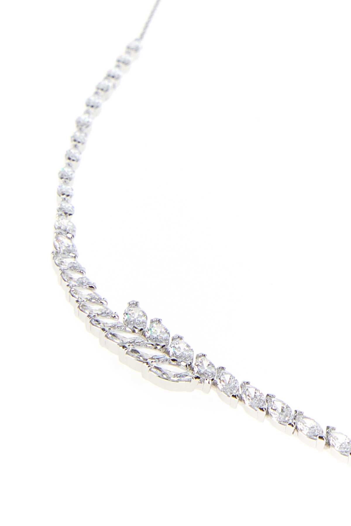 Swarovski Crystal and Metal Chain Necklace — Silver, view 2