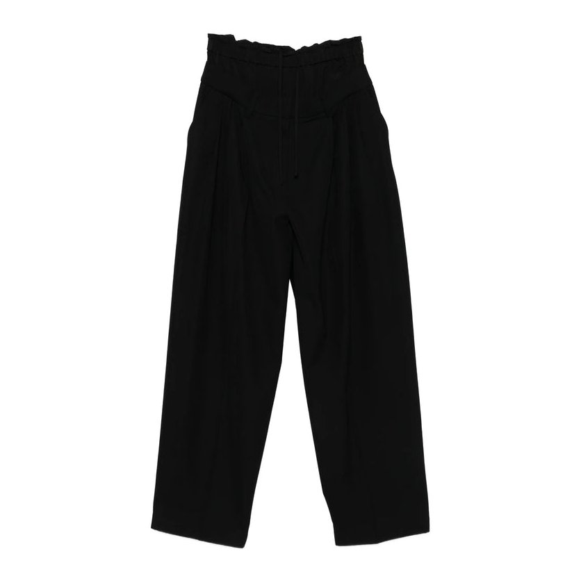 System Pleated Drawstring Trousers — Black by System