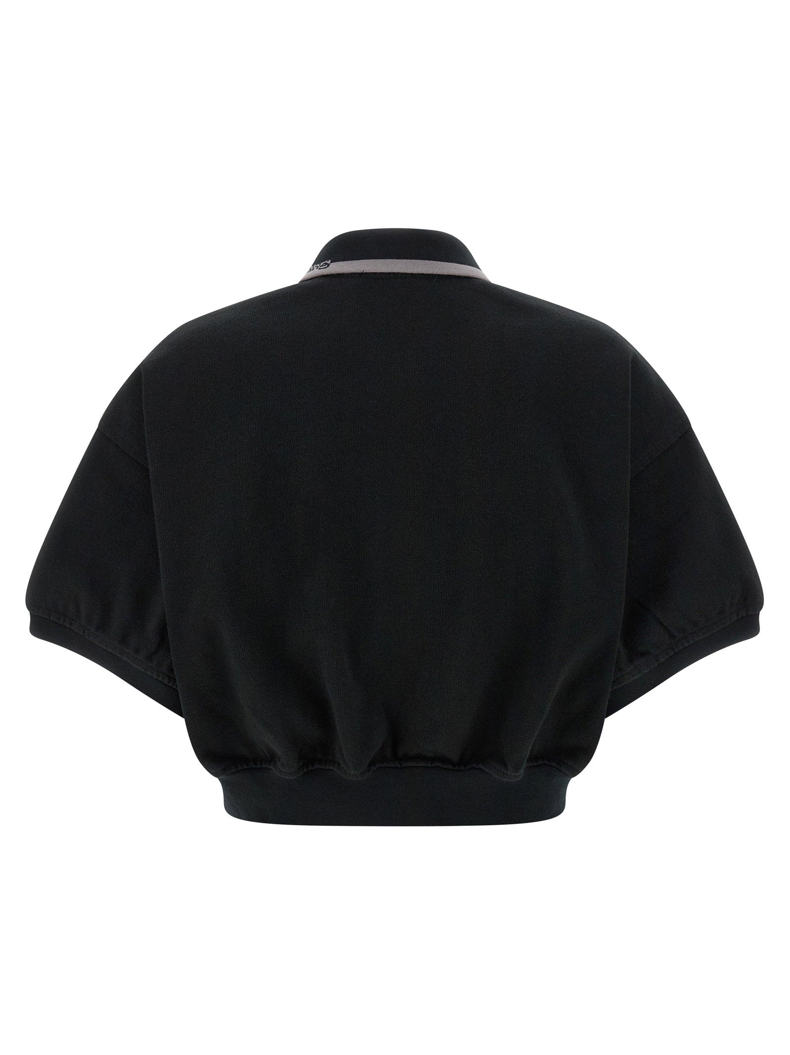 T By Alexander Wang Intarsia Collar Logo Polo Shirt — Black, view 2