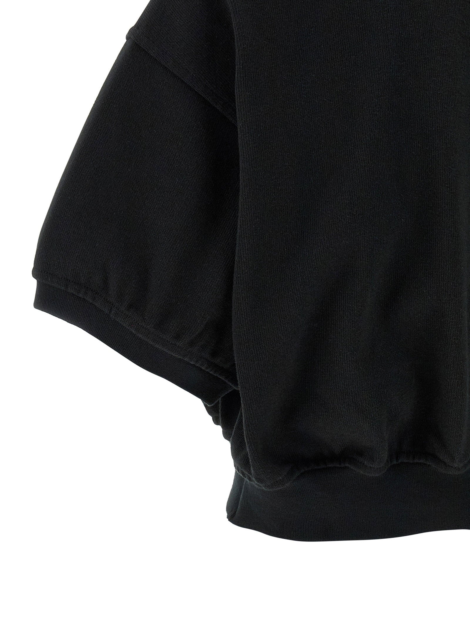 T By Alexander Wang Intarsia Collar Logo Polo Shirt — Black, view 4