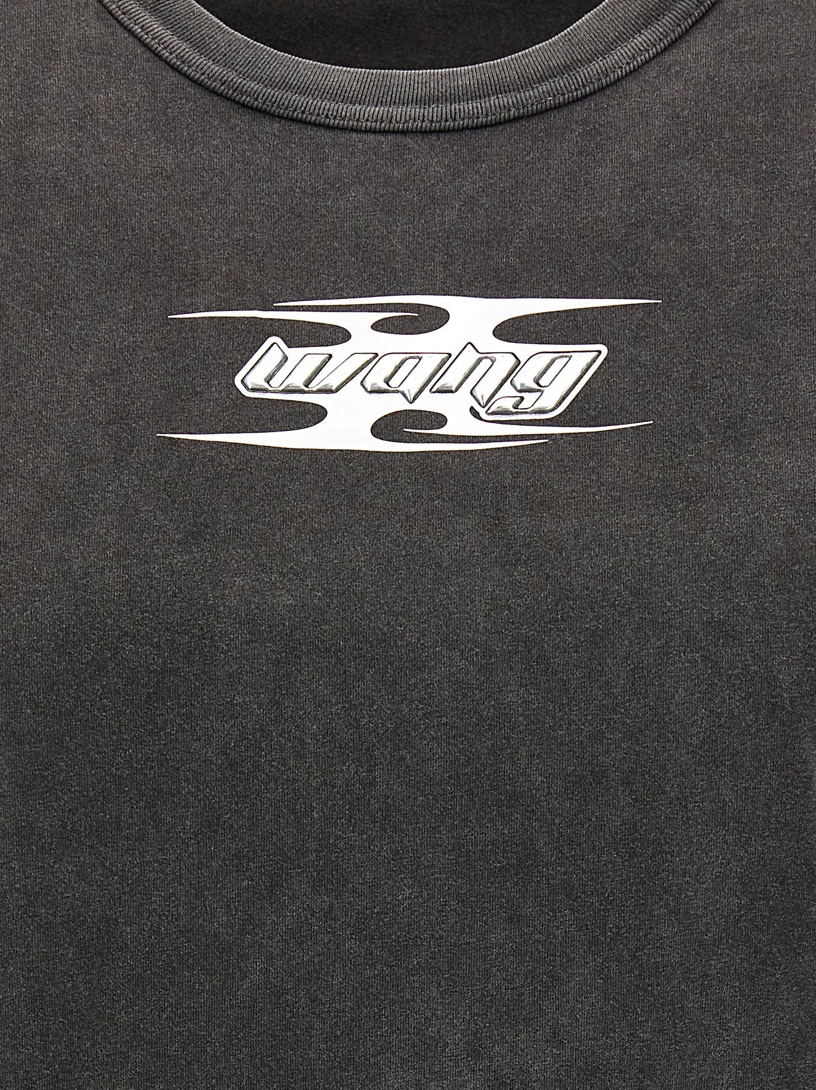 T By Alexander Wang Logo-Embossed T-Shirt — Charcoal, view 4
