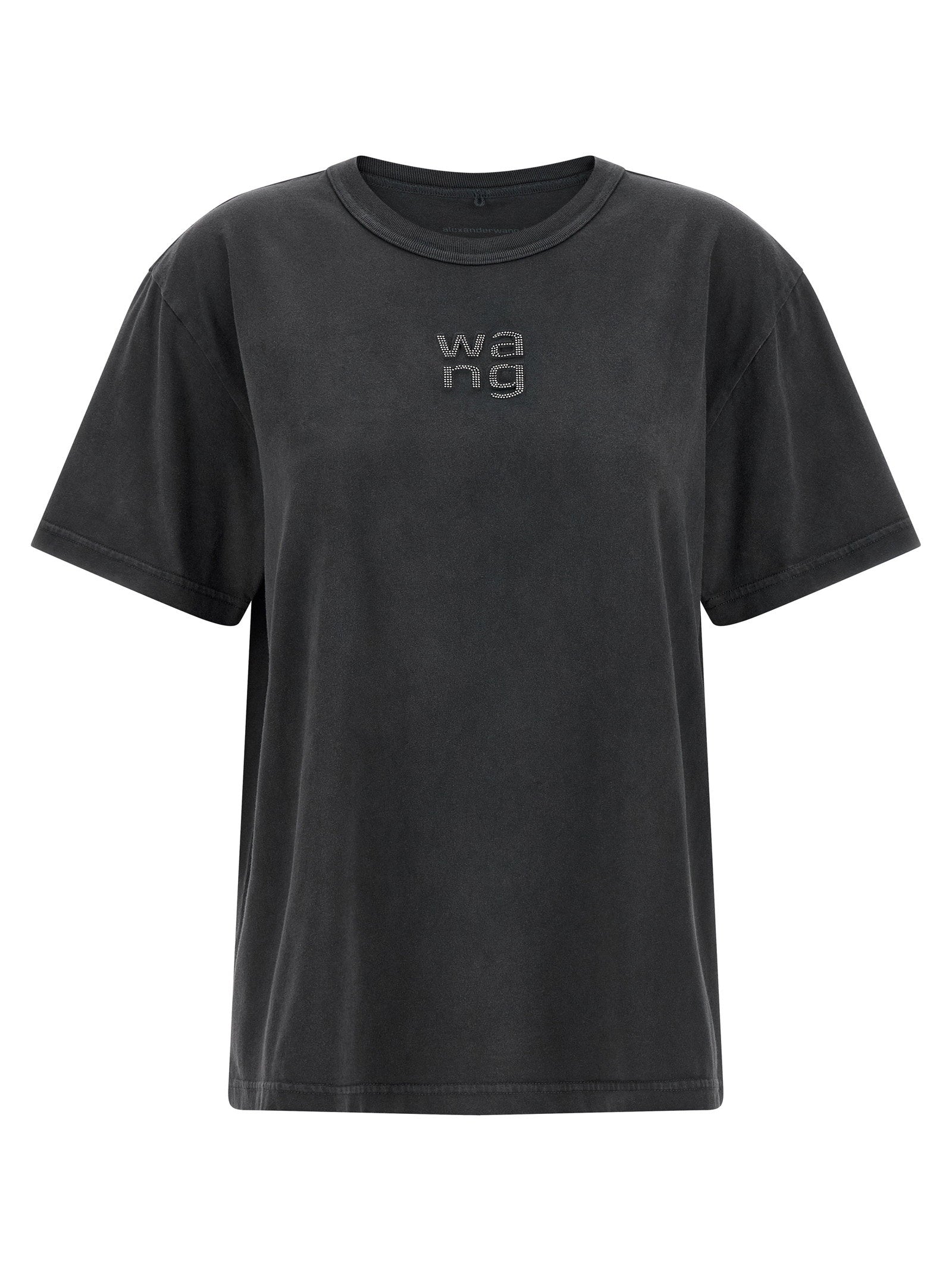 T By Alexander Wang Rhinestone Logo T-Shirt — Charcoal by T By Alexander Wang