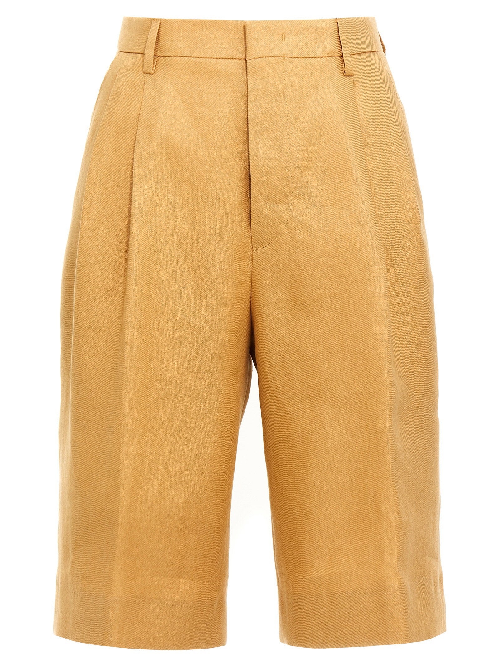 Tagliatore Linen Bermuda Shorts — Gold by Tagliatore