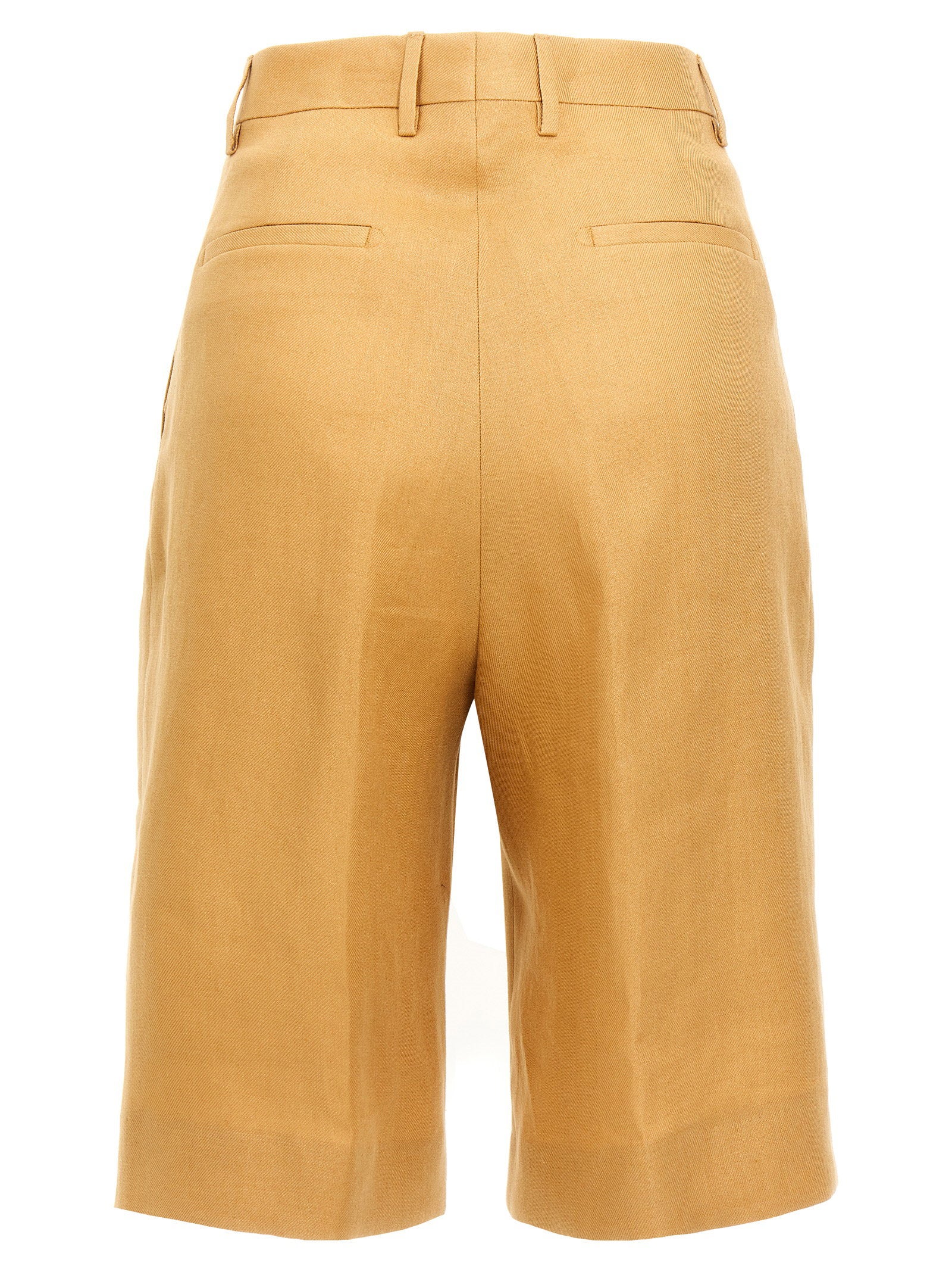 Tagliatore Linen Bermuda Shorts — Gold, view 2