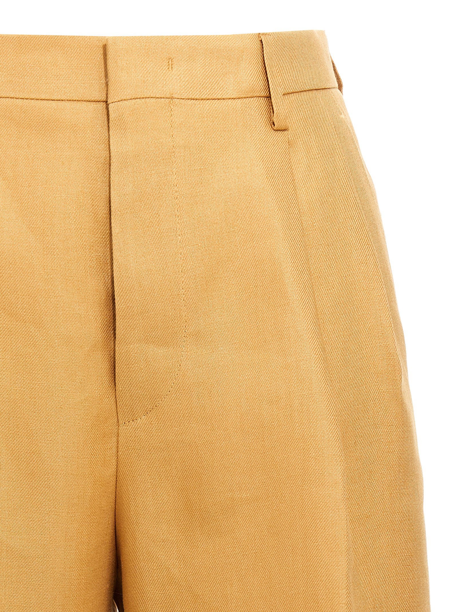 Tagliatore Linen Bermuda Shorts — Gold, view 3