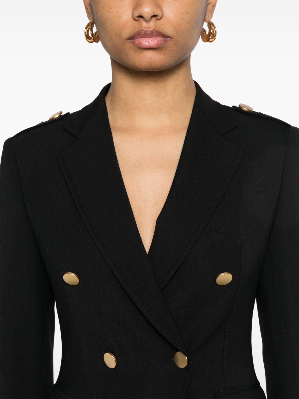 Tagliatore Double-Breasted Wool Blazer — Black, view 2