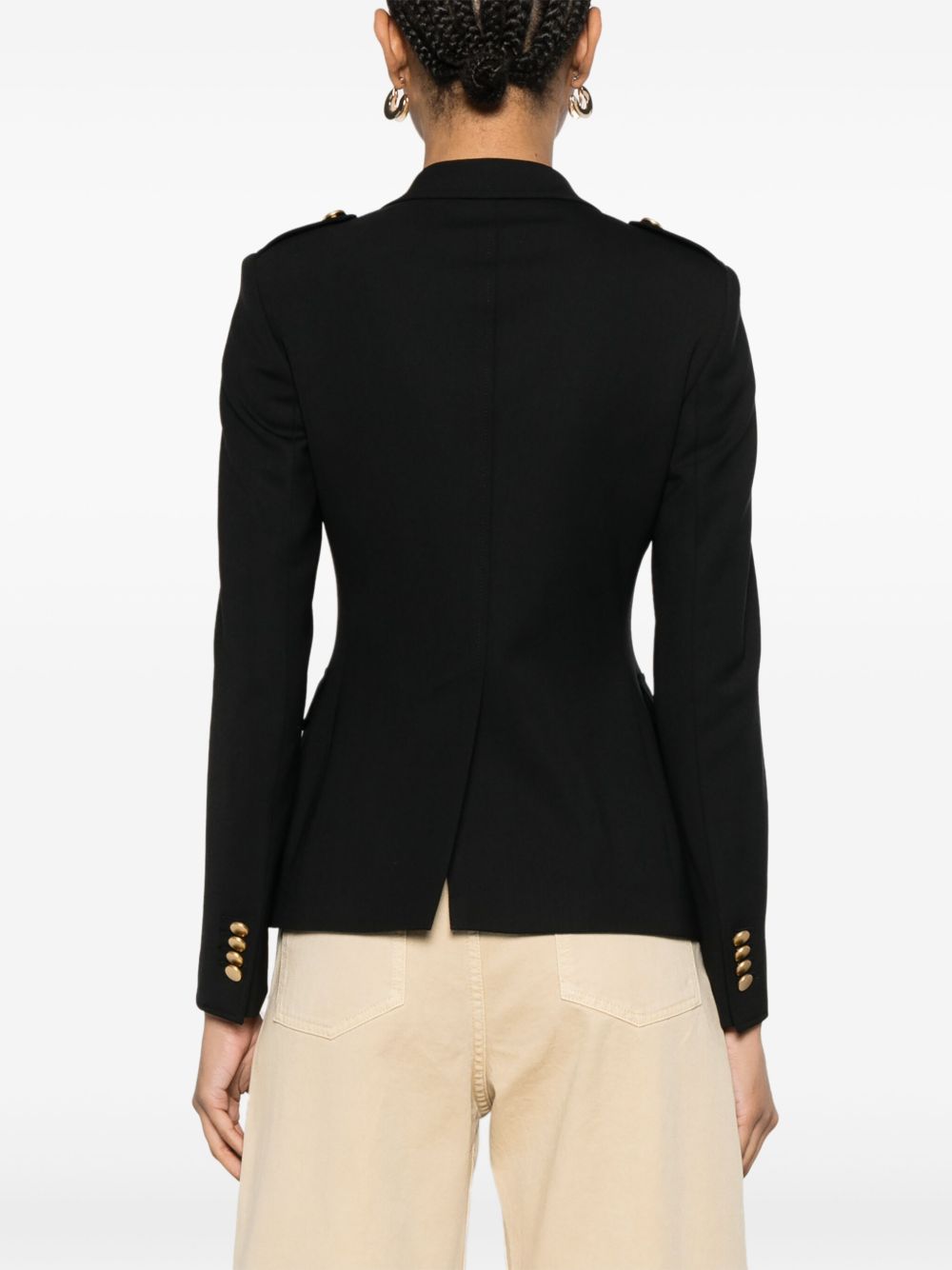 Tagliatore Double-Breasted Wool Blazer — Black, view 3
