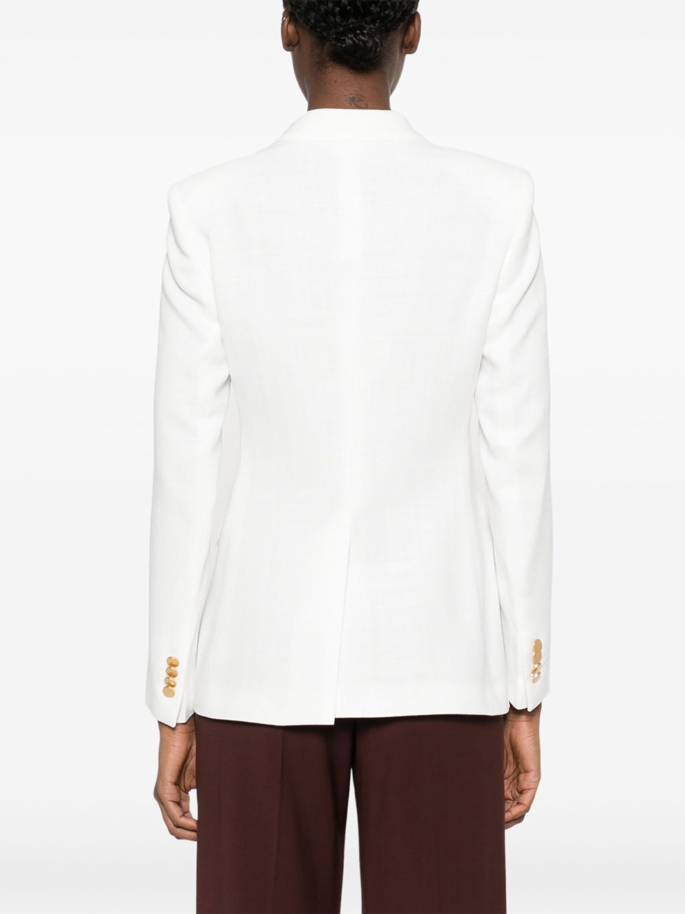 Tagliatore Double-Breasted Gold-Button Blazer — White, view 4