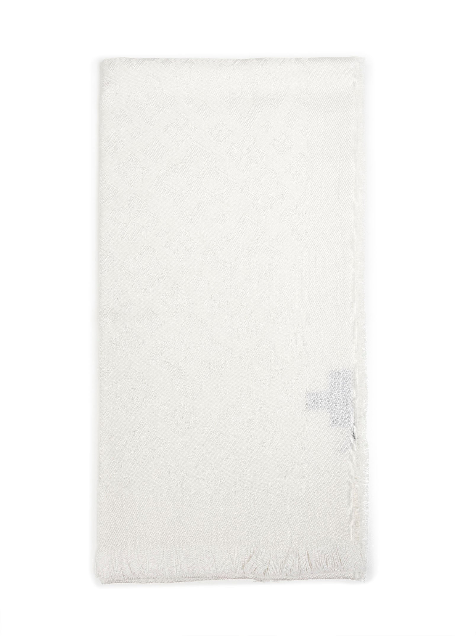Tagliatore Virgin Wool Tone-on-Tone Jacquard Scarf — White by Tagliatore