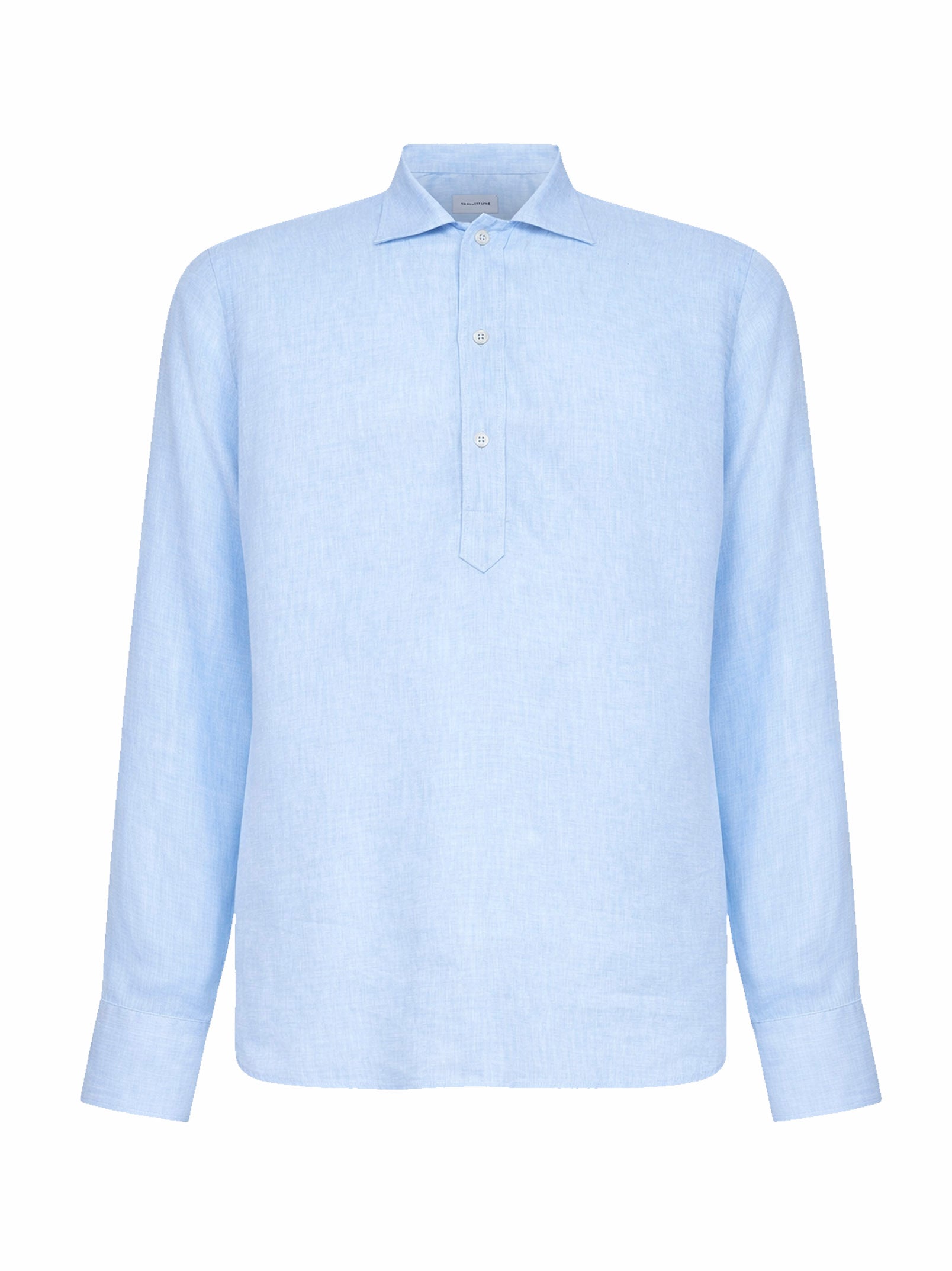 Tagliatore Polo-Style Linen Shirt — Blue by Tagliatore