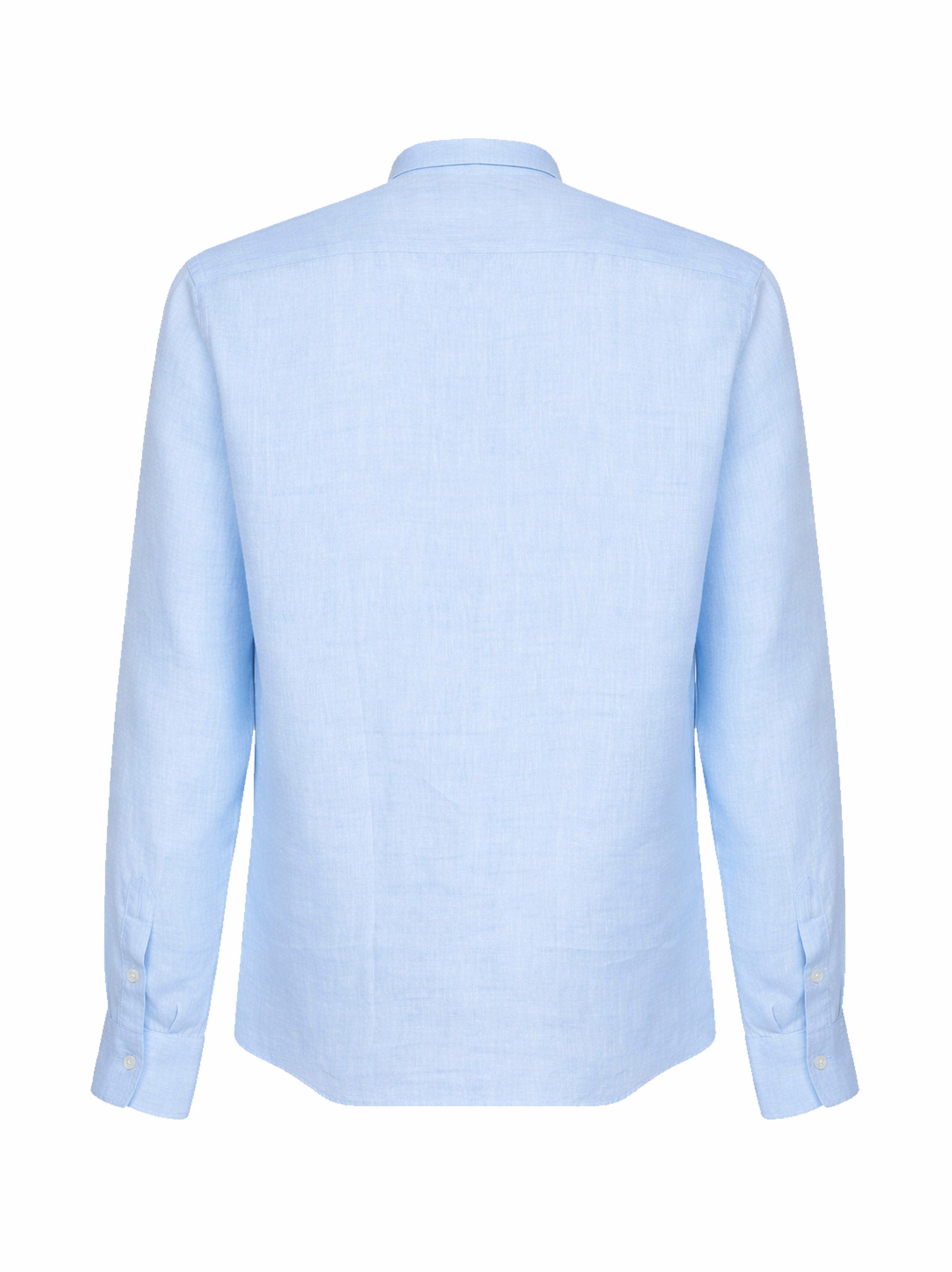 Tagliatore Polo-Style Linen Shirt — Blue, view 2
