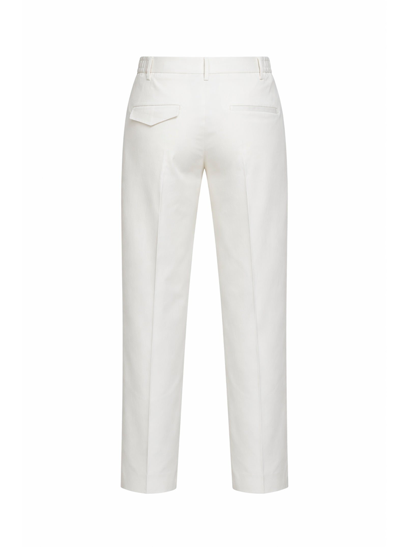 Tagliatore Pleated Stretch Cotton Trousers — Ivory, view 2