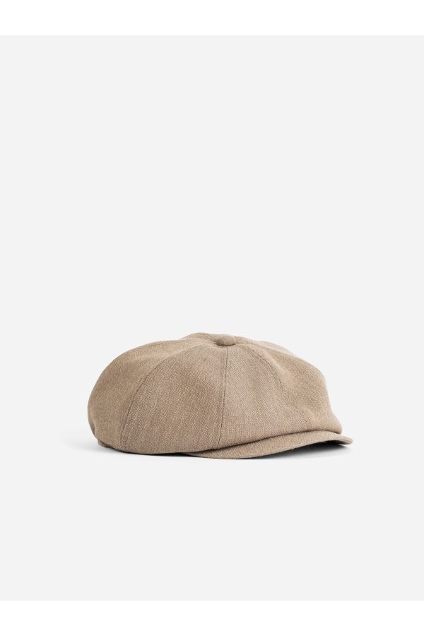 Taiga Takahashi TTSS26006 Marl Wool Flat Cap — Beige by Taiga Takahashi