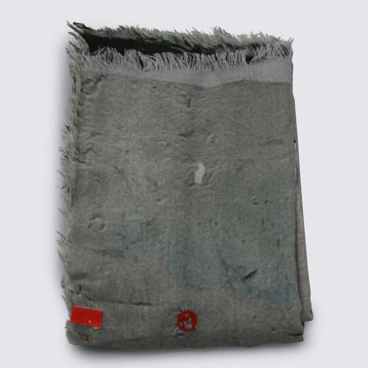 Talking Walls Fringe-Trimmed Wool-Blend Scarf — Gray by Talking Walls