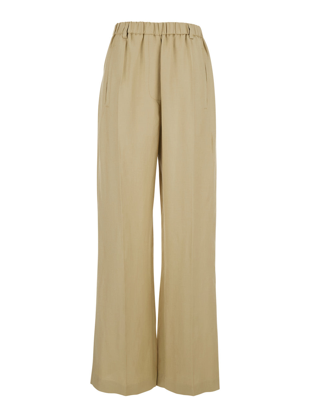 Tela Elasticated Linen Blend Trousers — Beige by Tela
