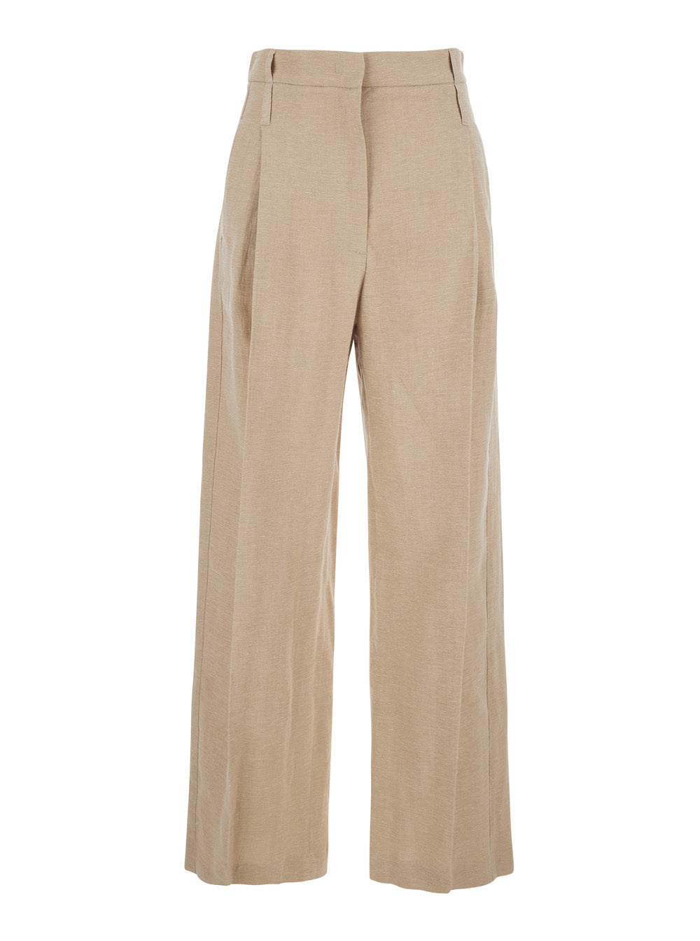 Tela Front-Pleated Linen Blend Trousers — Beige by Tela