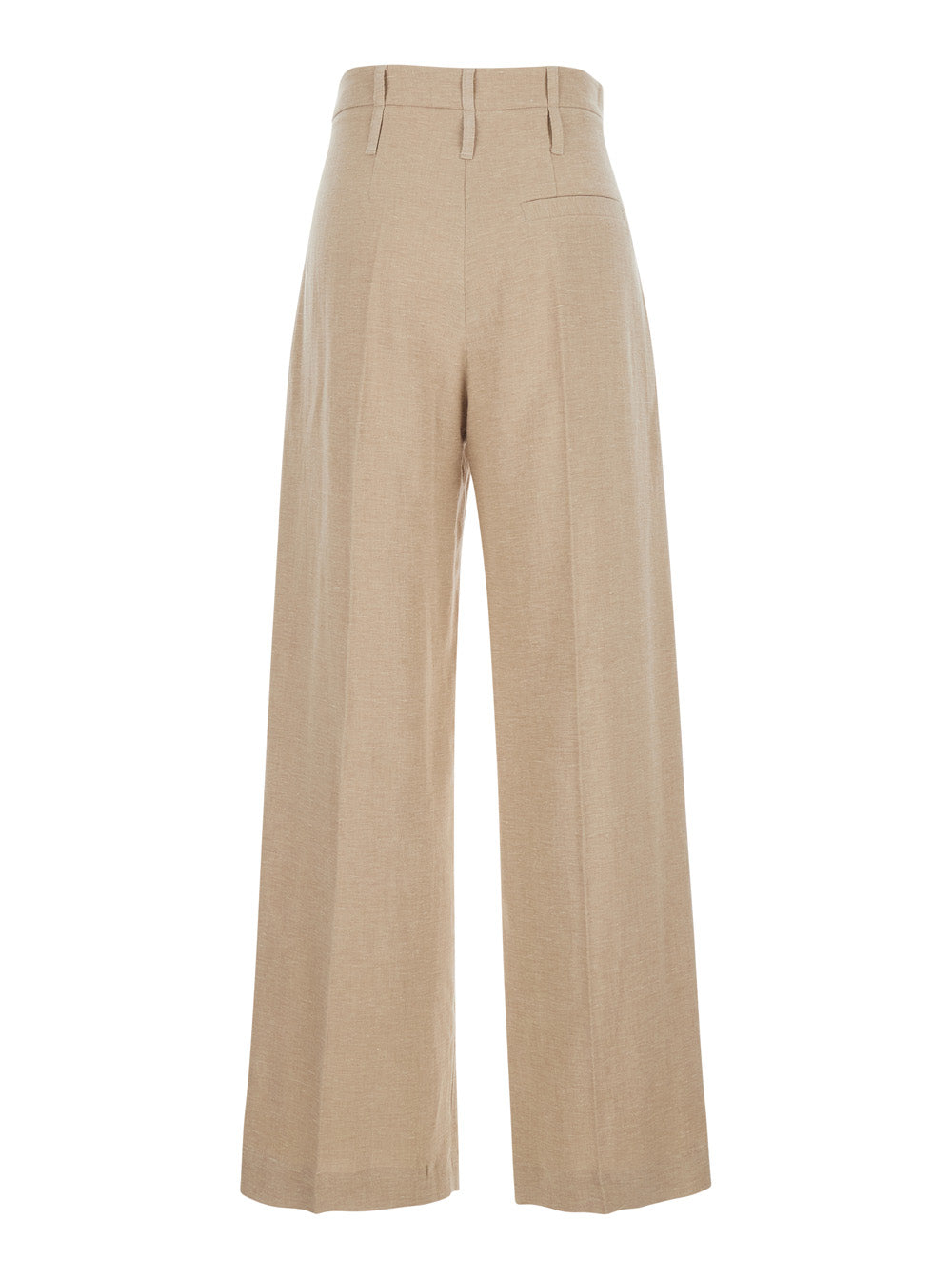 Tela Front-Pleated Linen Blend Trousers — Beige, view 2