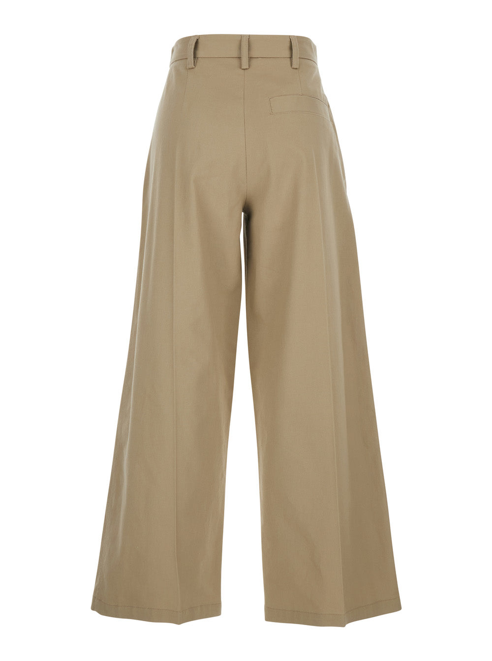 Tela Front-Pleated Cotton Trousers — Beige, view 2