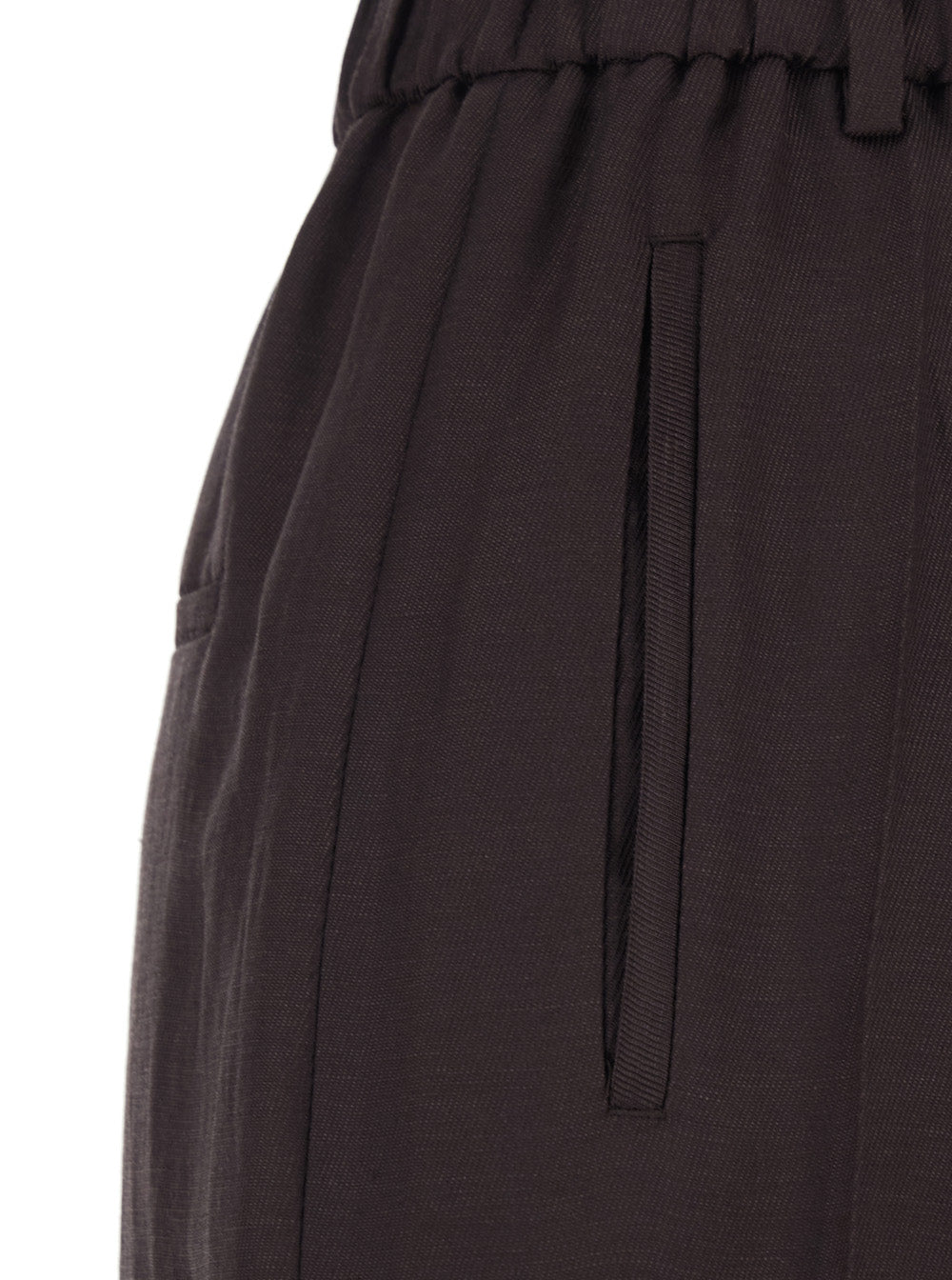 Tela Linen-Blend Trousers — Brown, view 3