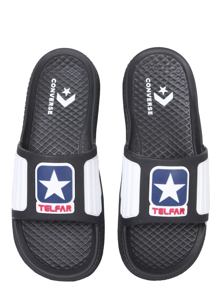 Telfar Rubber Slide Sandals — Black, view 3