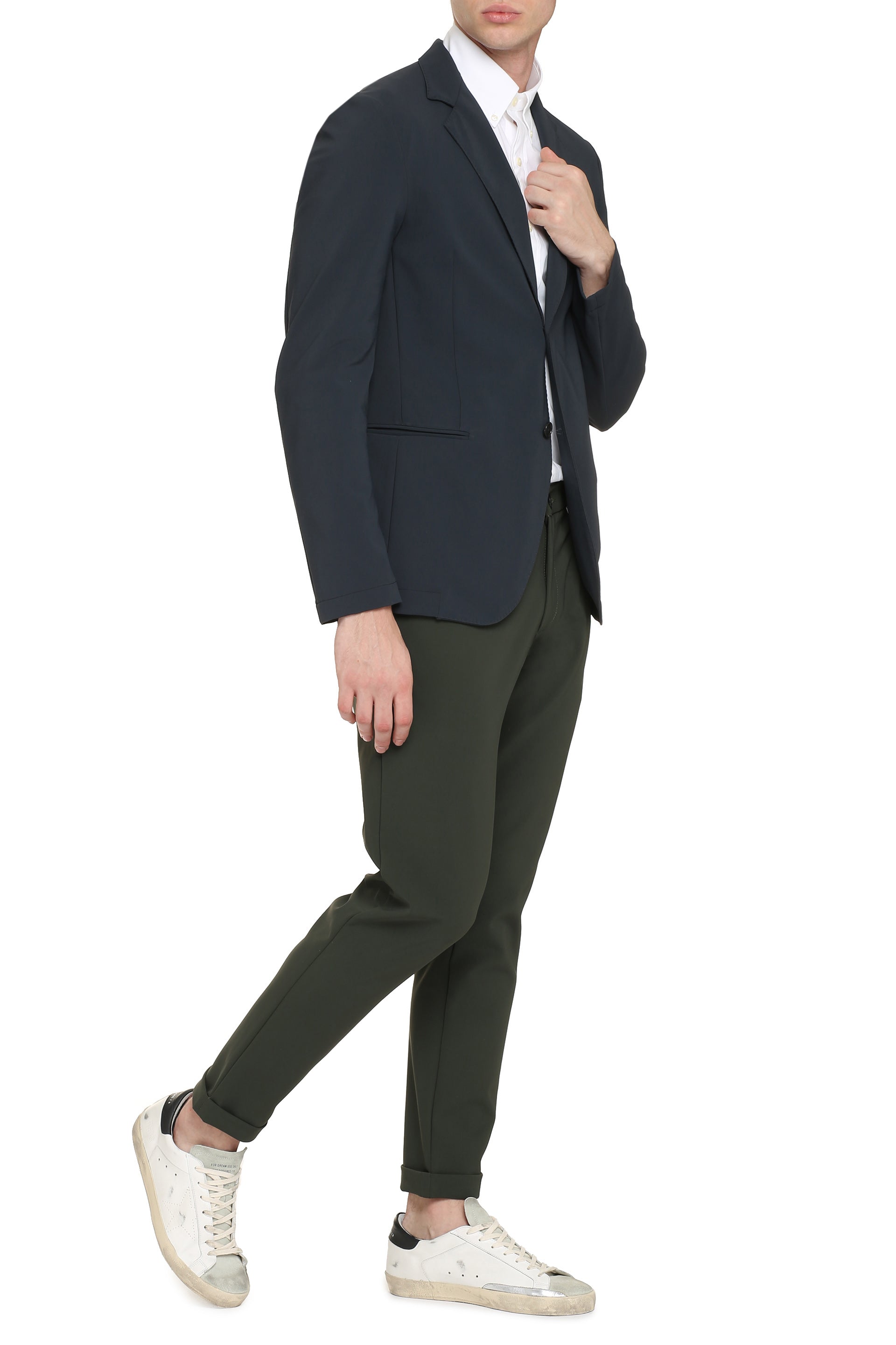 The Alphabet Single-Breasted Polyamide Blazer — Blue, view 3