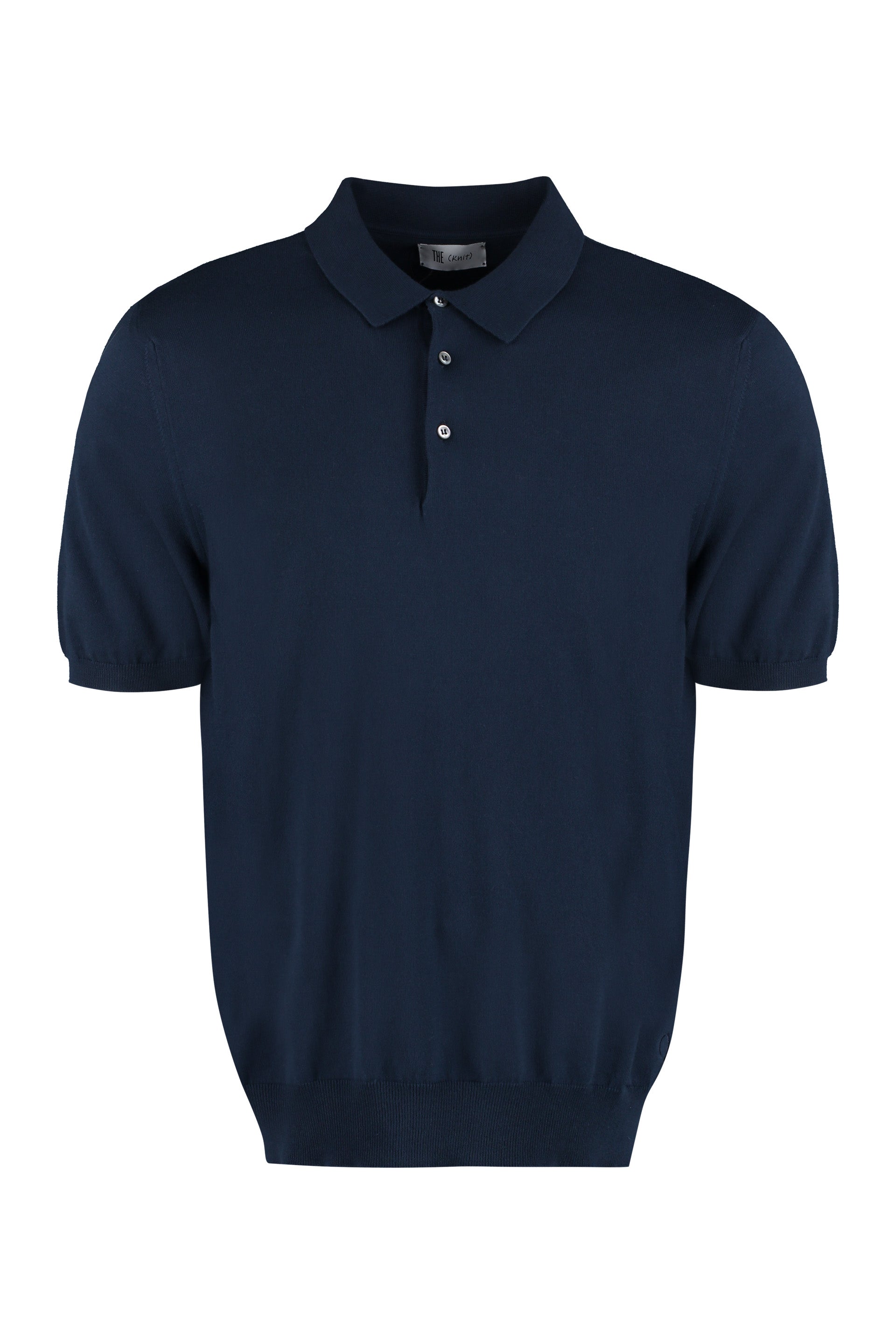 The Alphabet Cotton Knit Polo Shirt — Navy by The Alphabet