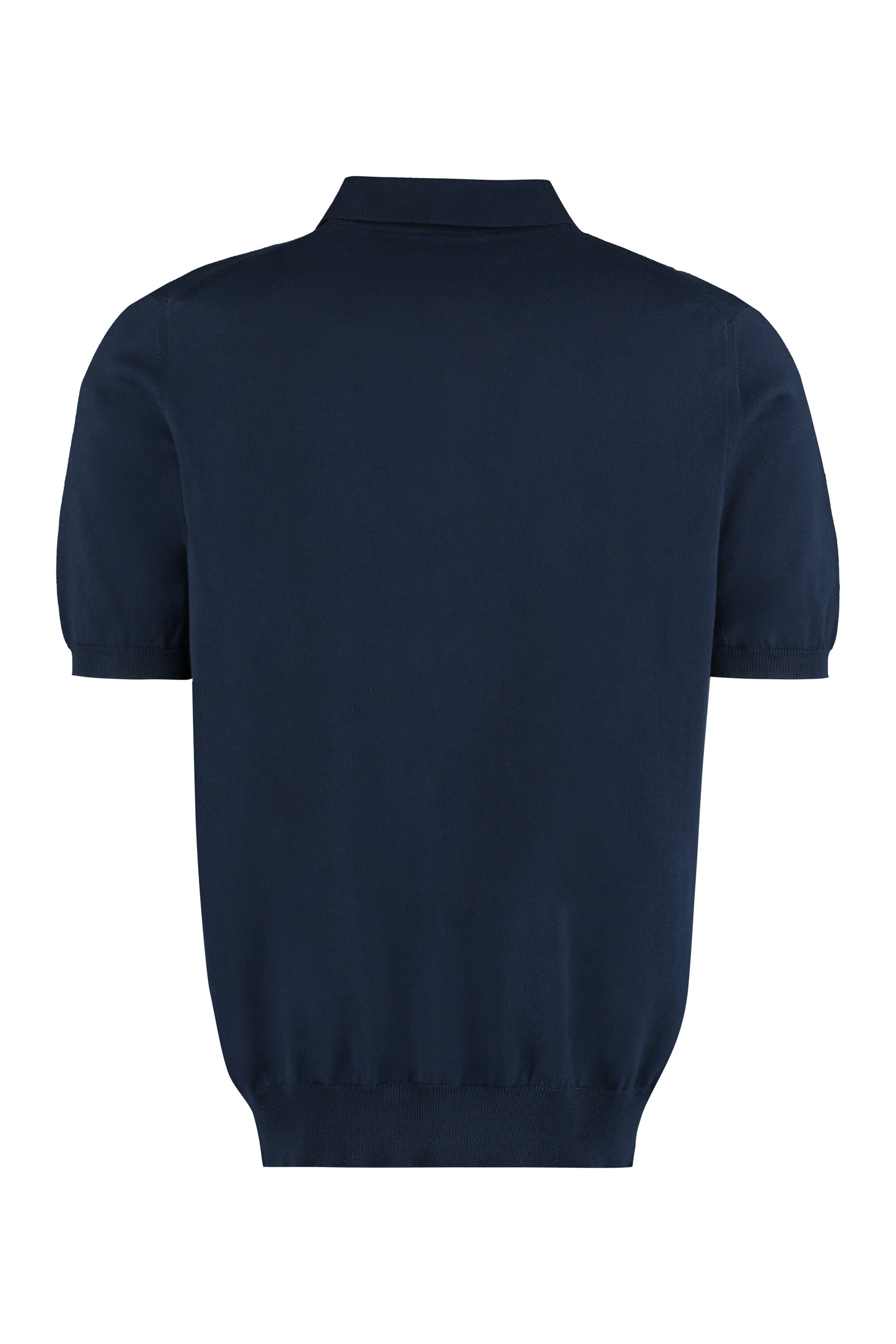 The Alphabet Cotton Knit Polo Shirt — Navy, view 2
