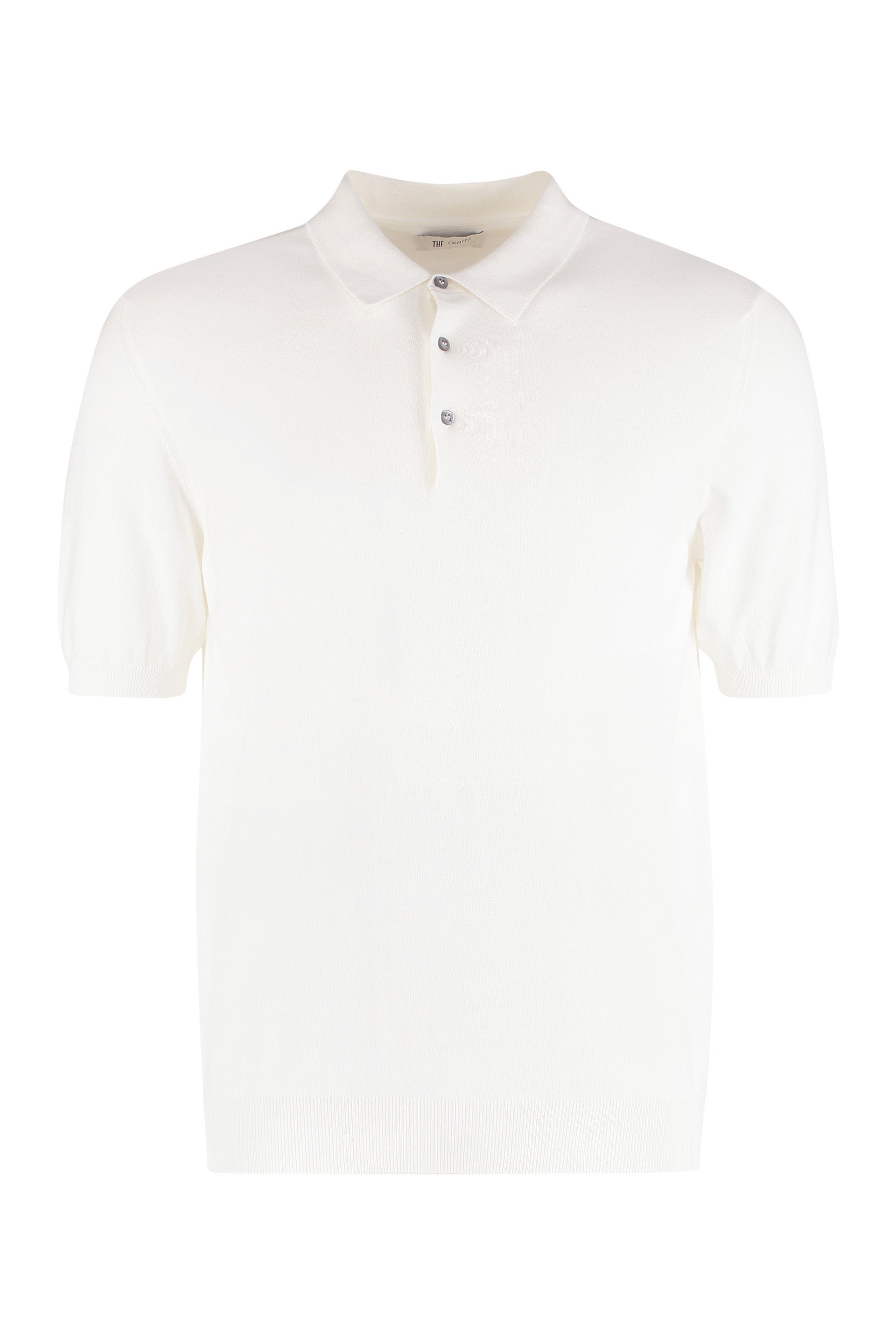 The Alphabet Cotton Knit Polo — White by The Alphabet