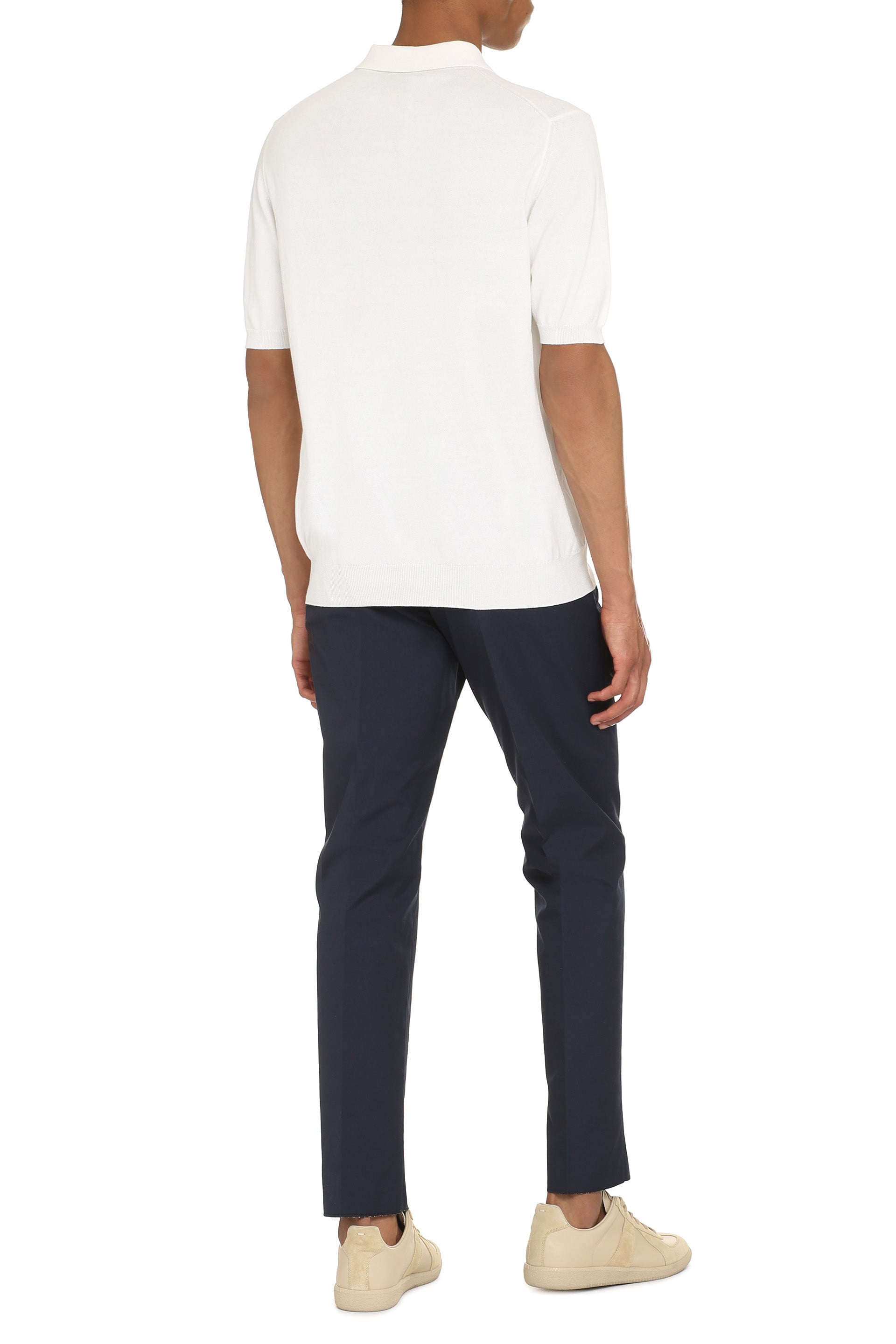 The Alphabet Cotton Knit Polo — White, view 4