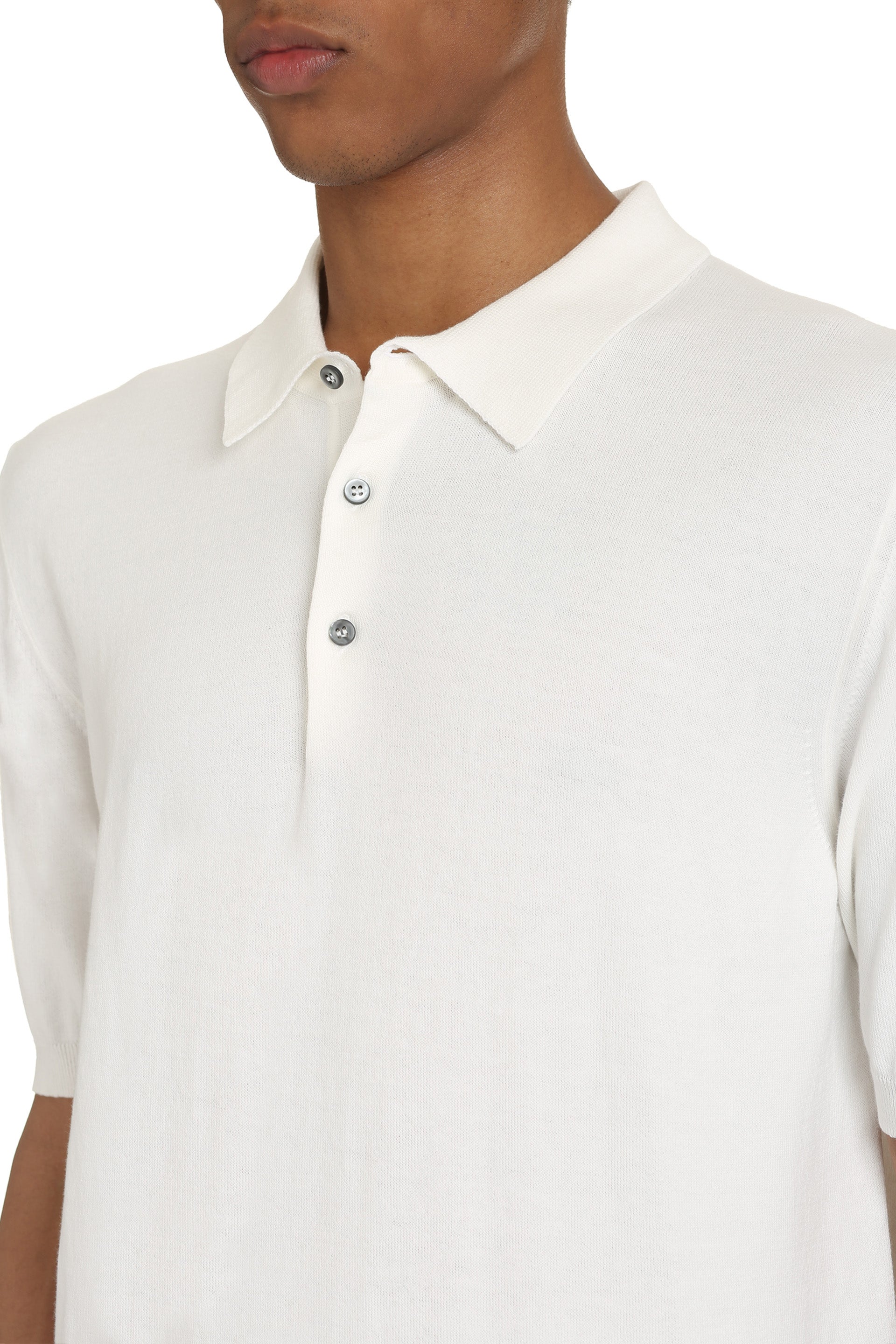 The Alphabet Cotton Knit Polo — White, view 5