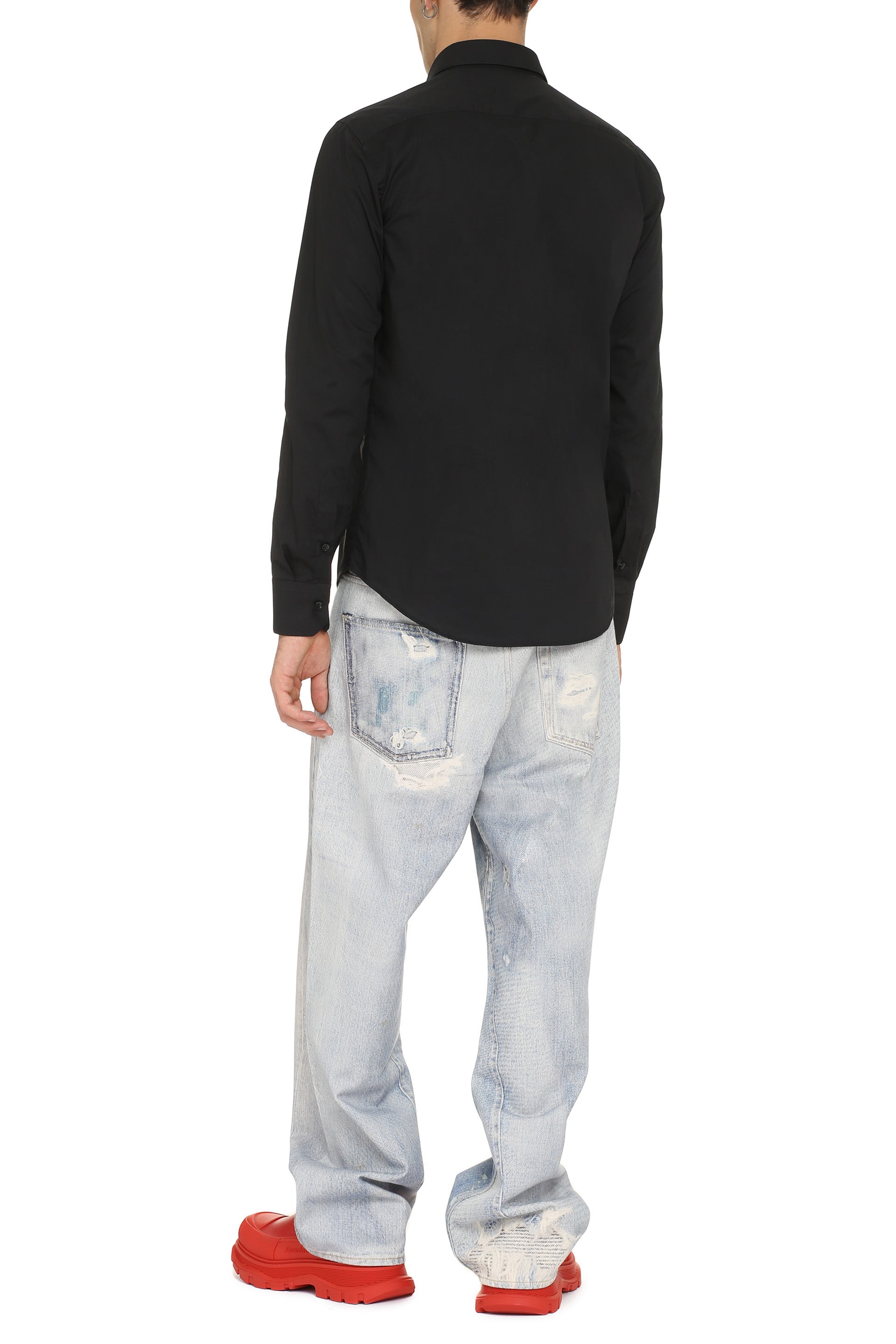 The Alphabet Stretch Cotton Shirt — Black, view 4