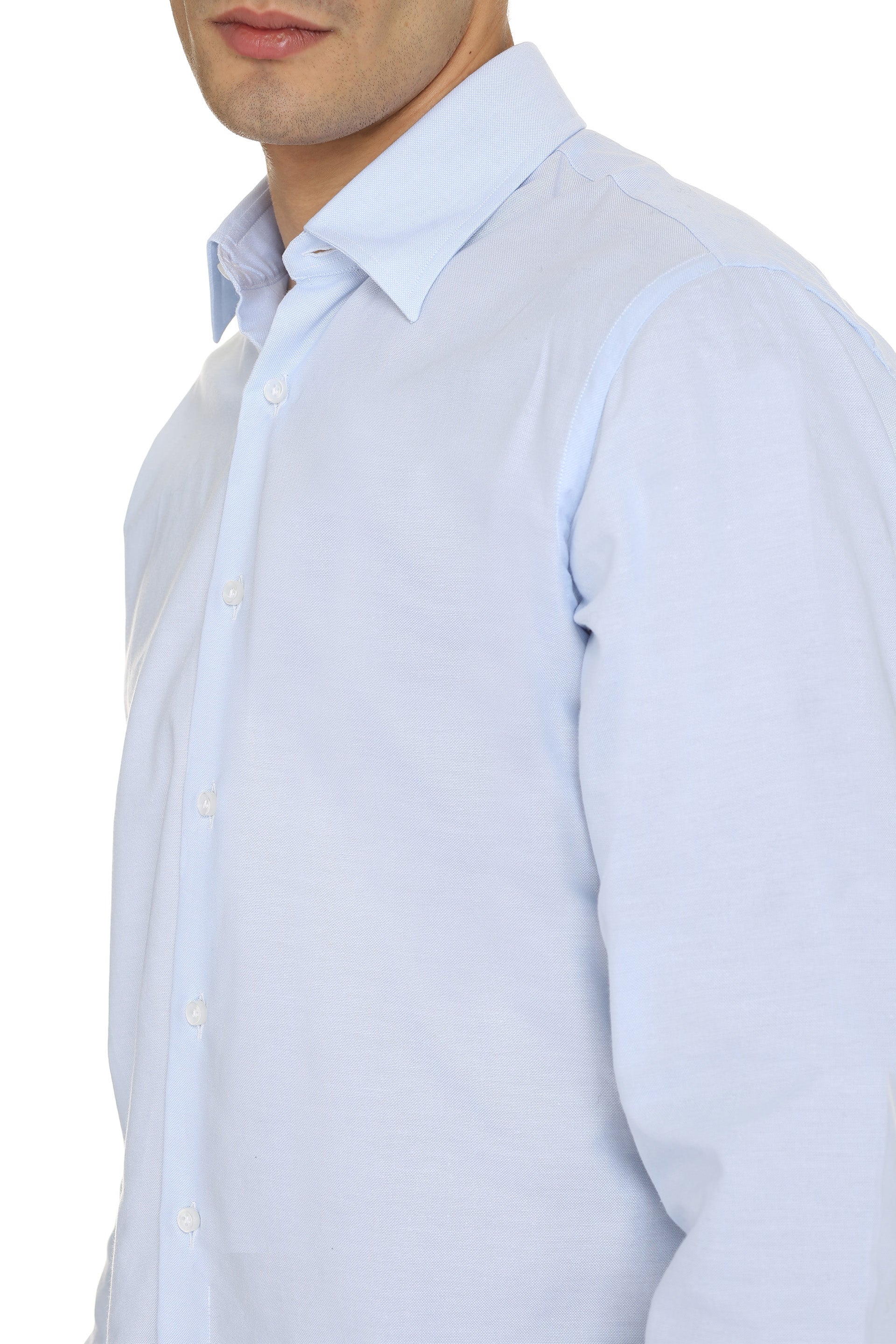 The Alphabet Oxford Cotton Shirt — Blue, view 5