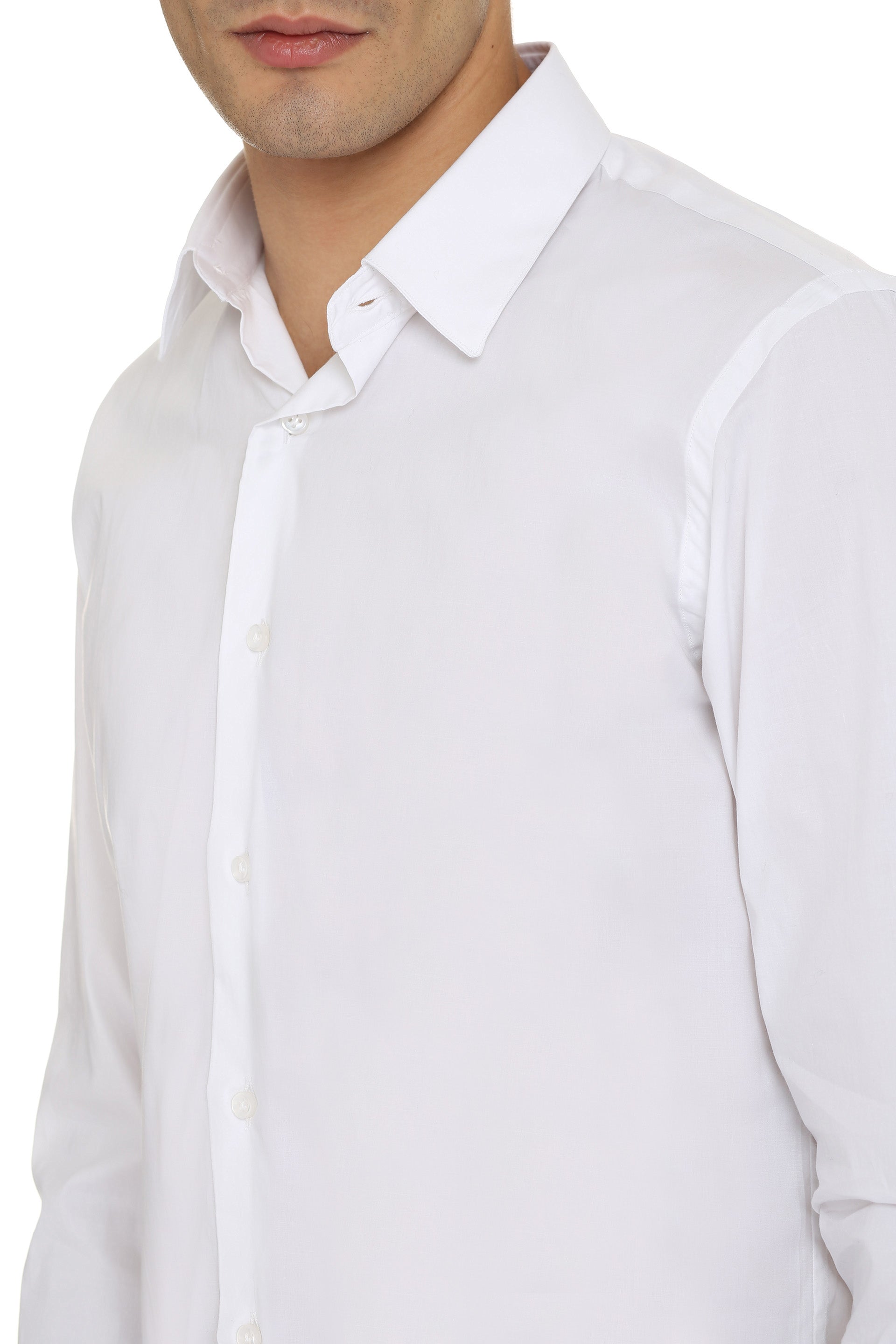 The Alphabet Stretch Cotton Shirt — White, view 5