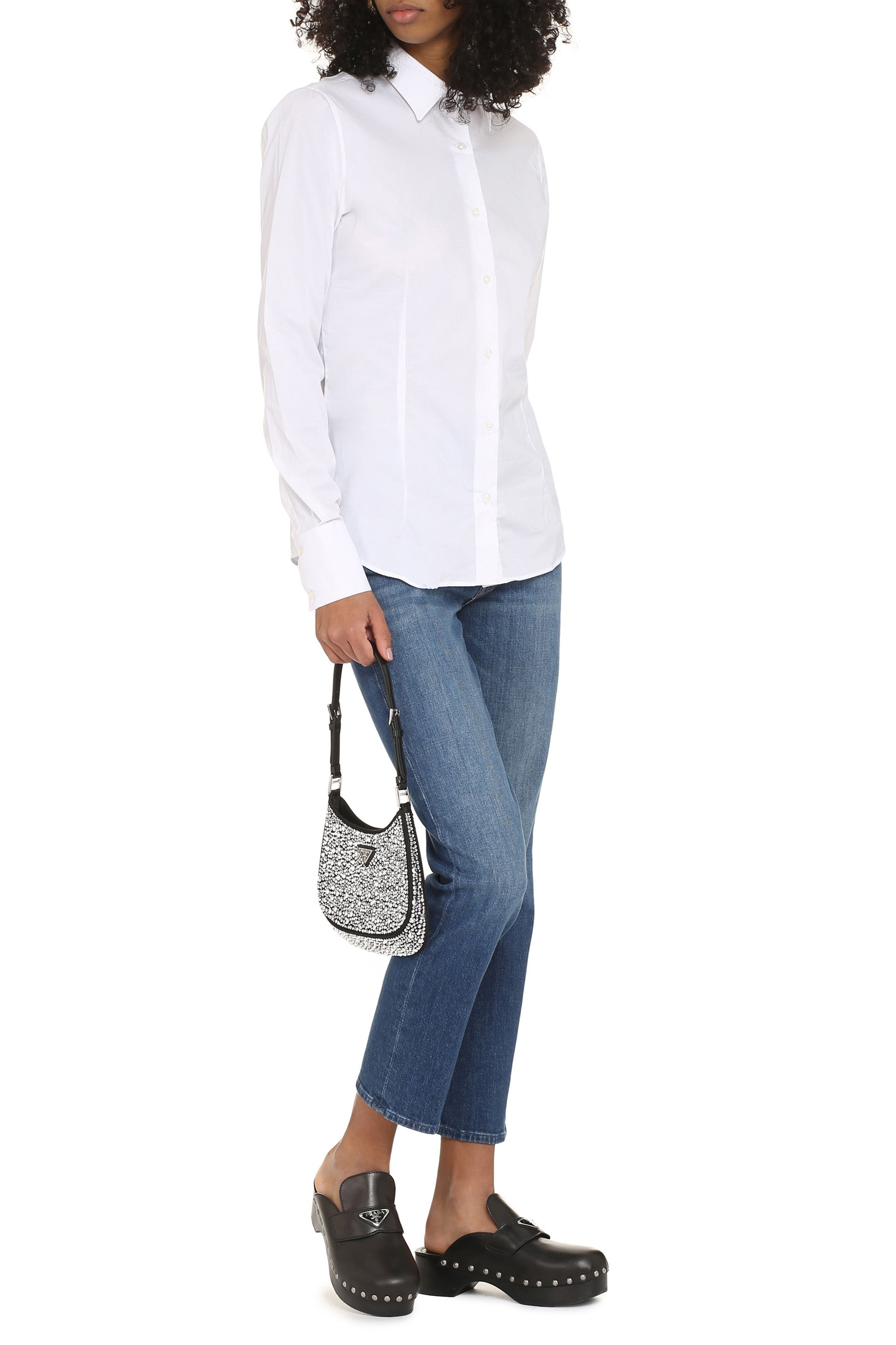 The Alphabet Stretch Cotton Shirt — White, view 3