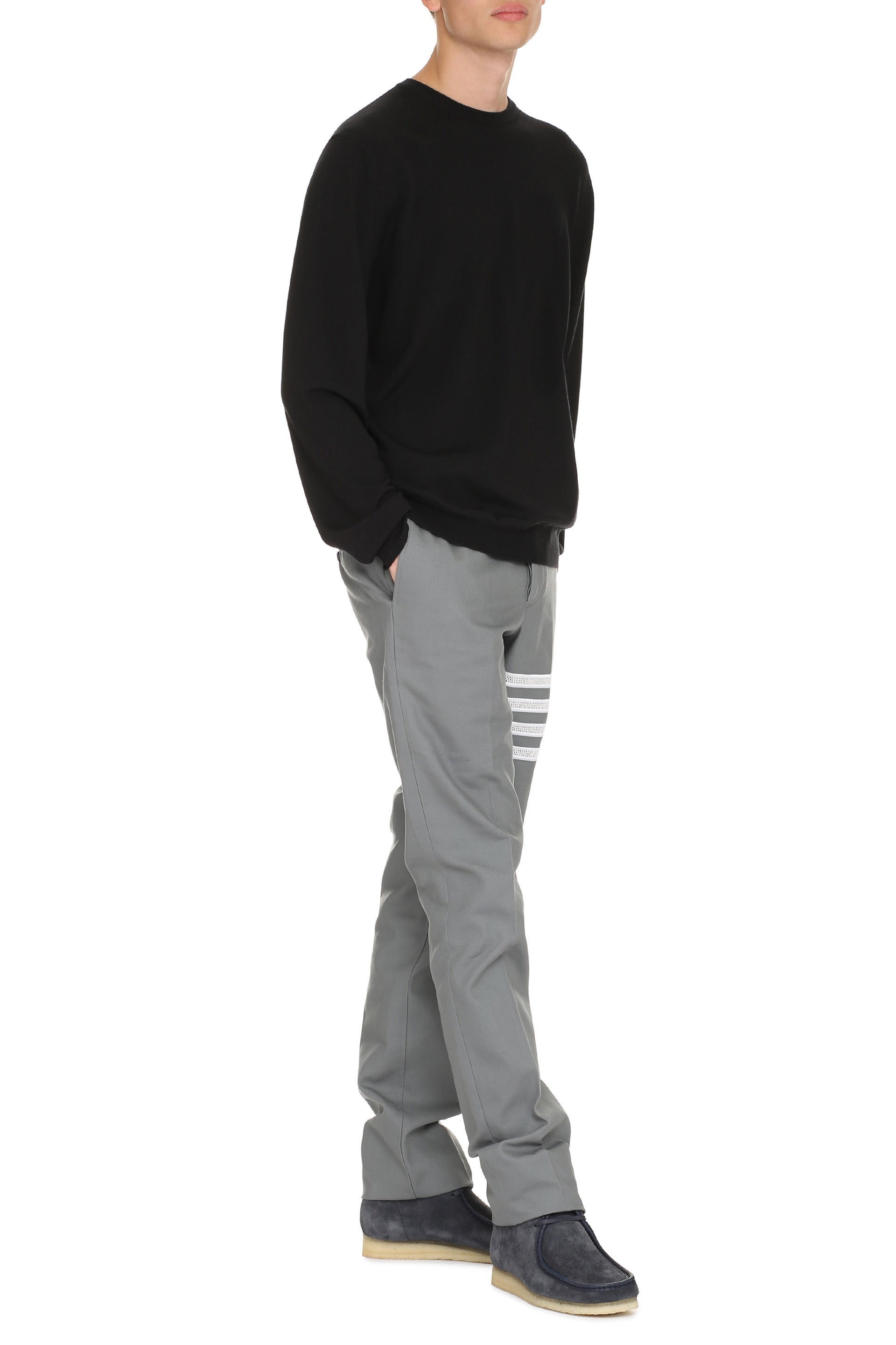 The Alphabet Ribbed Extra-Fine Wool Sweater — Black, view 3
