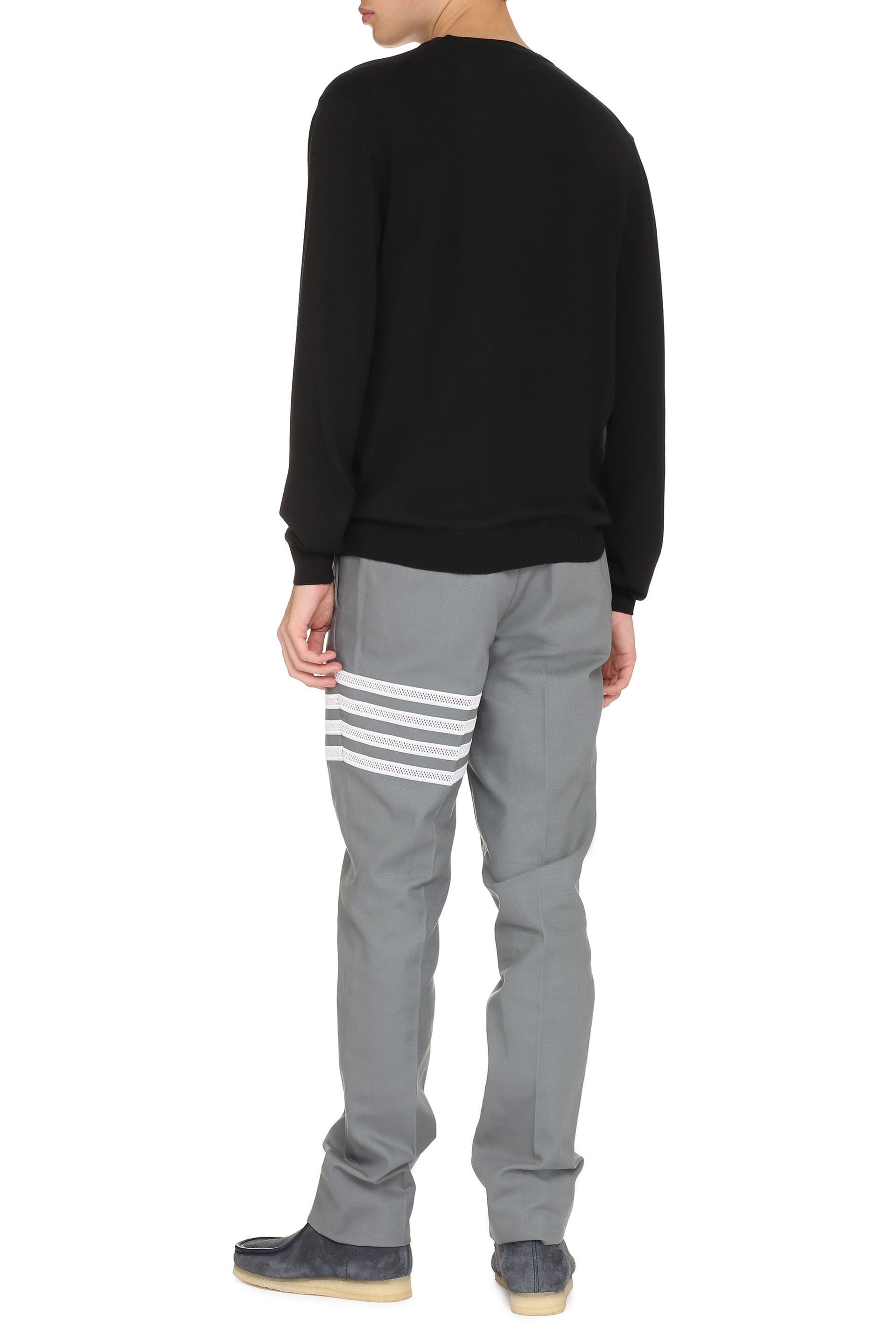 The Alphabet Ribbed Extra-Fine Wool Sweater — Black, view 4