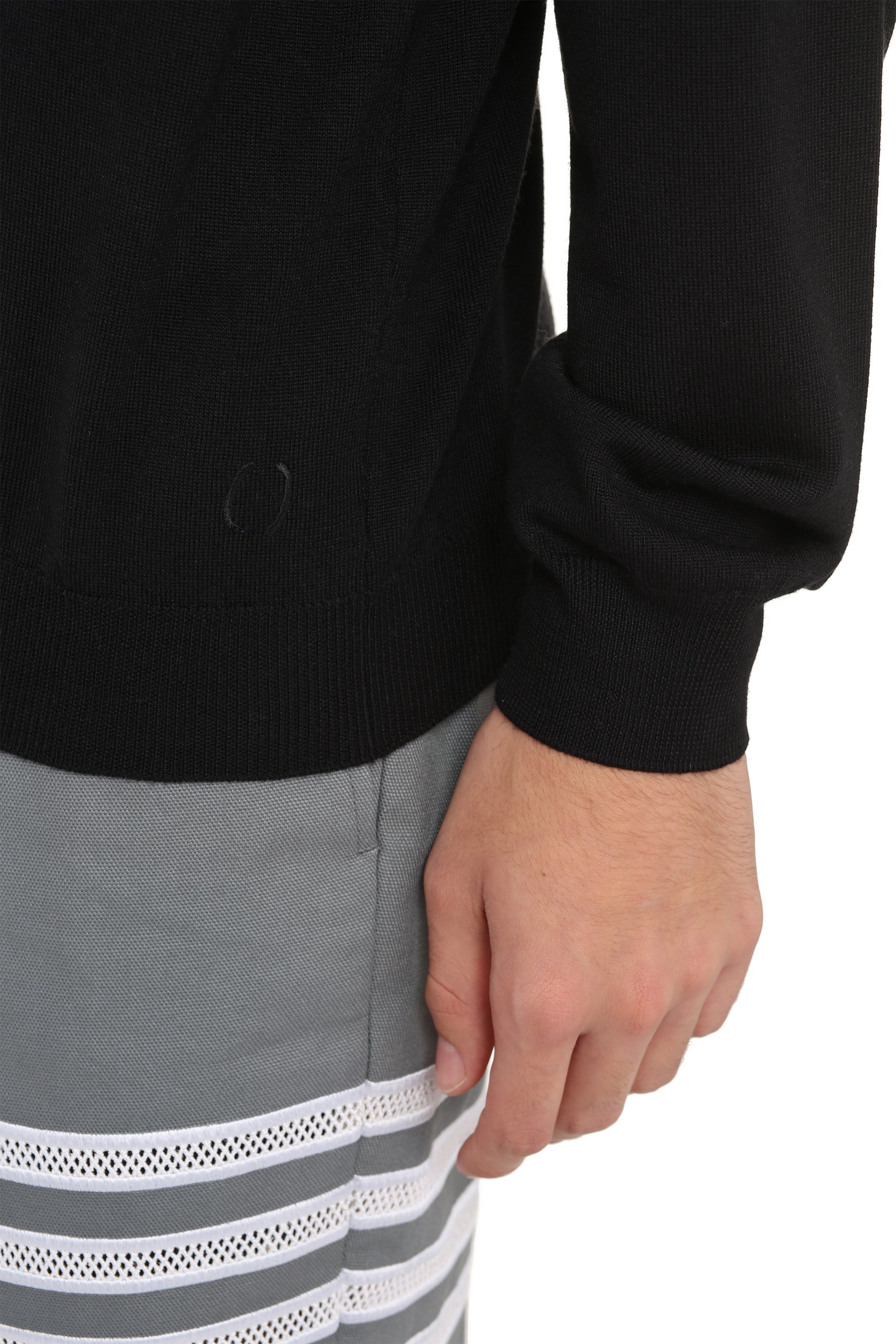 The Alphabet Ribbed Extra-Fine Wool Sweater — Black, view 5