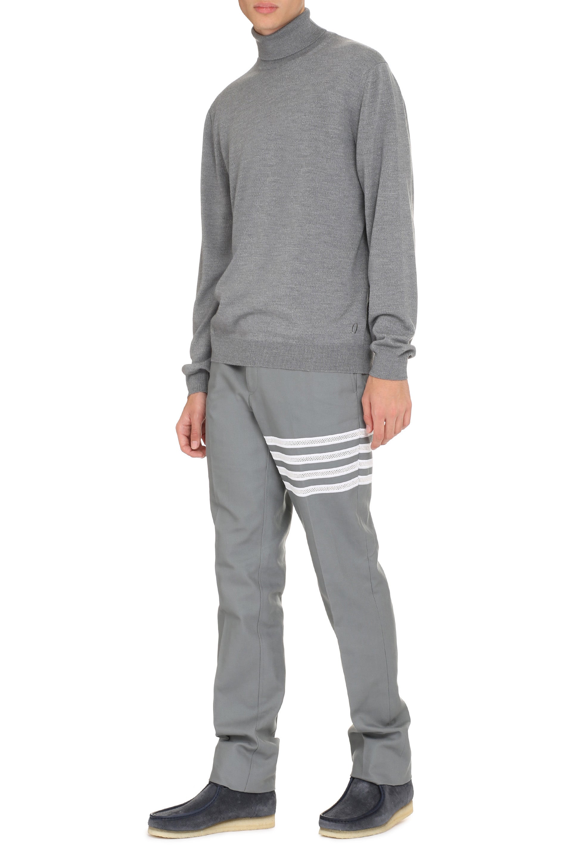 The Alphabet Wool Turtleneck Sweater — Gray, view 3