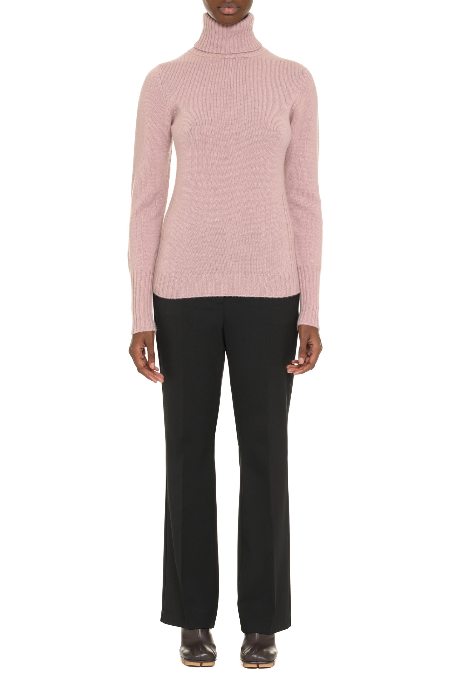 The Alphabet Cashmere Turtleneck Sweater — Pink, view 3