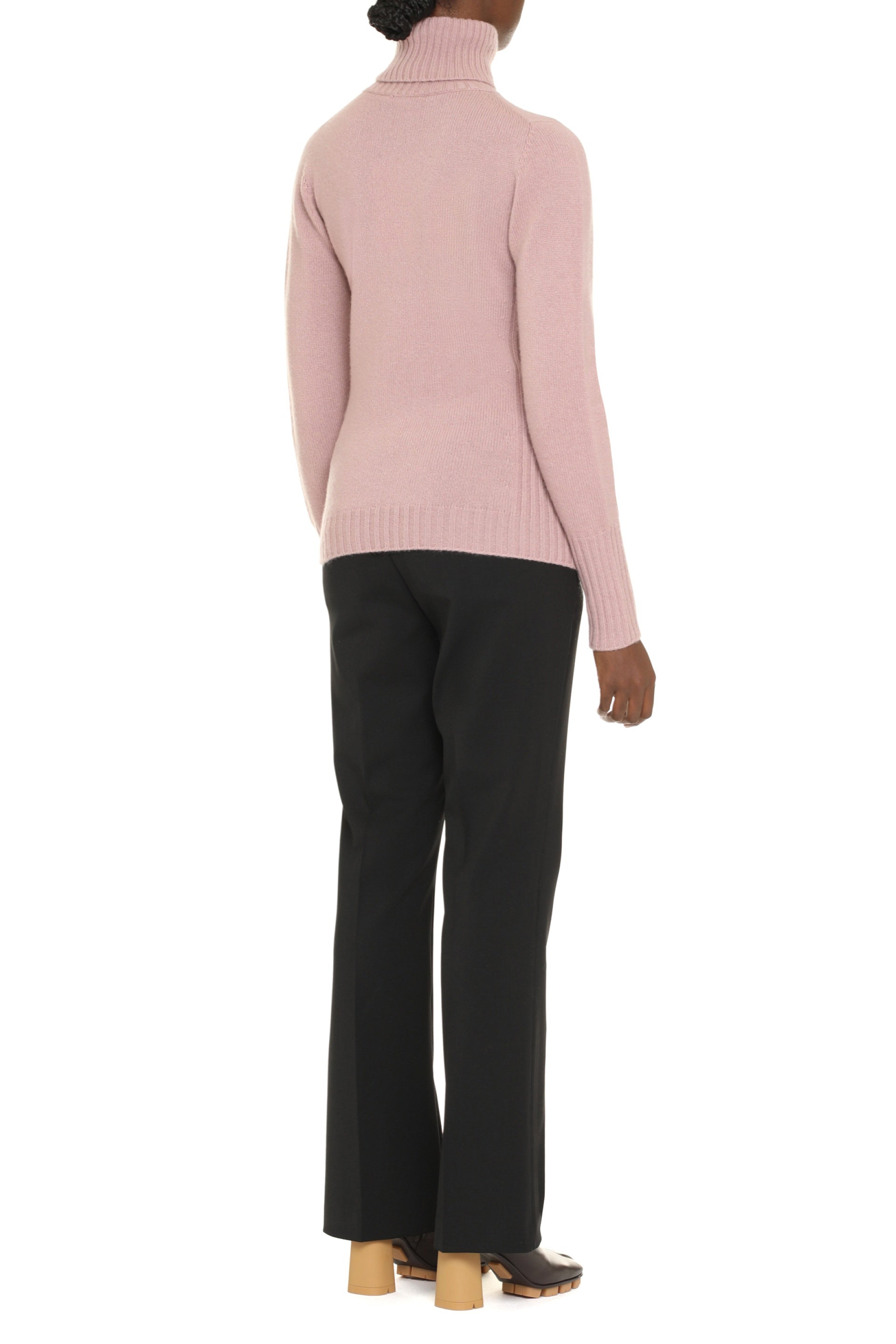 The Alphabet Cashmere Turtleneck Sweater — Pink, view 4