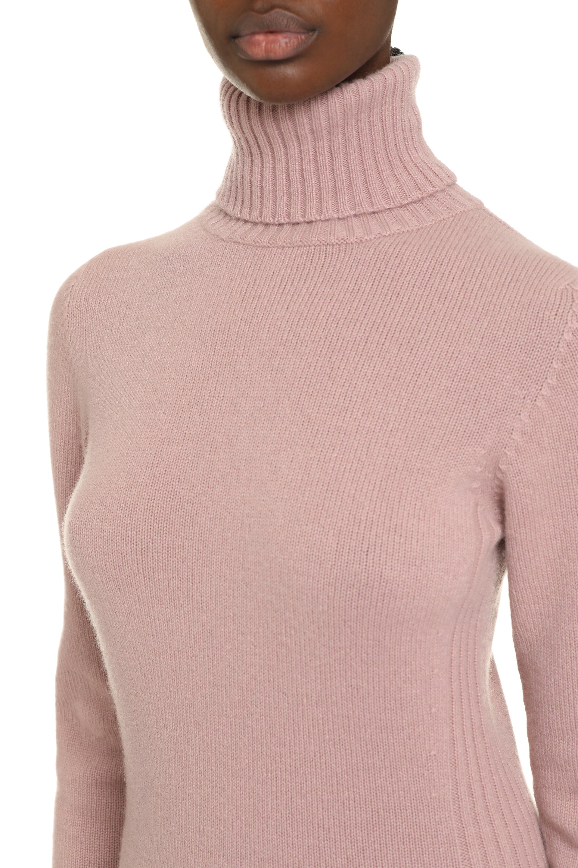 The Alphabet Cashmere Turtleneck Sweater — Pink, view 5