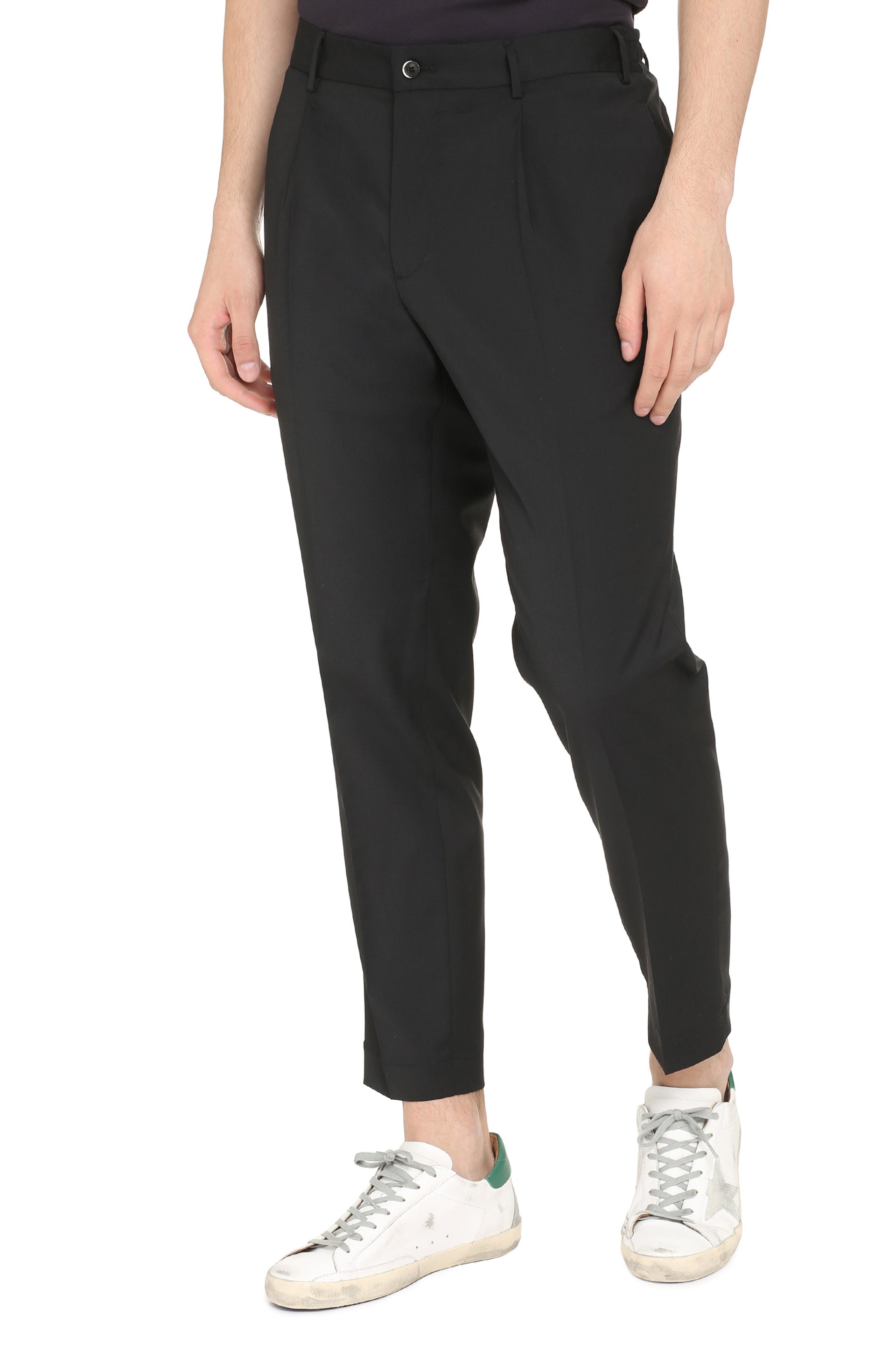 The Alphabet Wool-Blend Tailored Trousers — Black, view 3