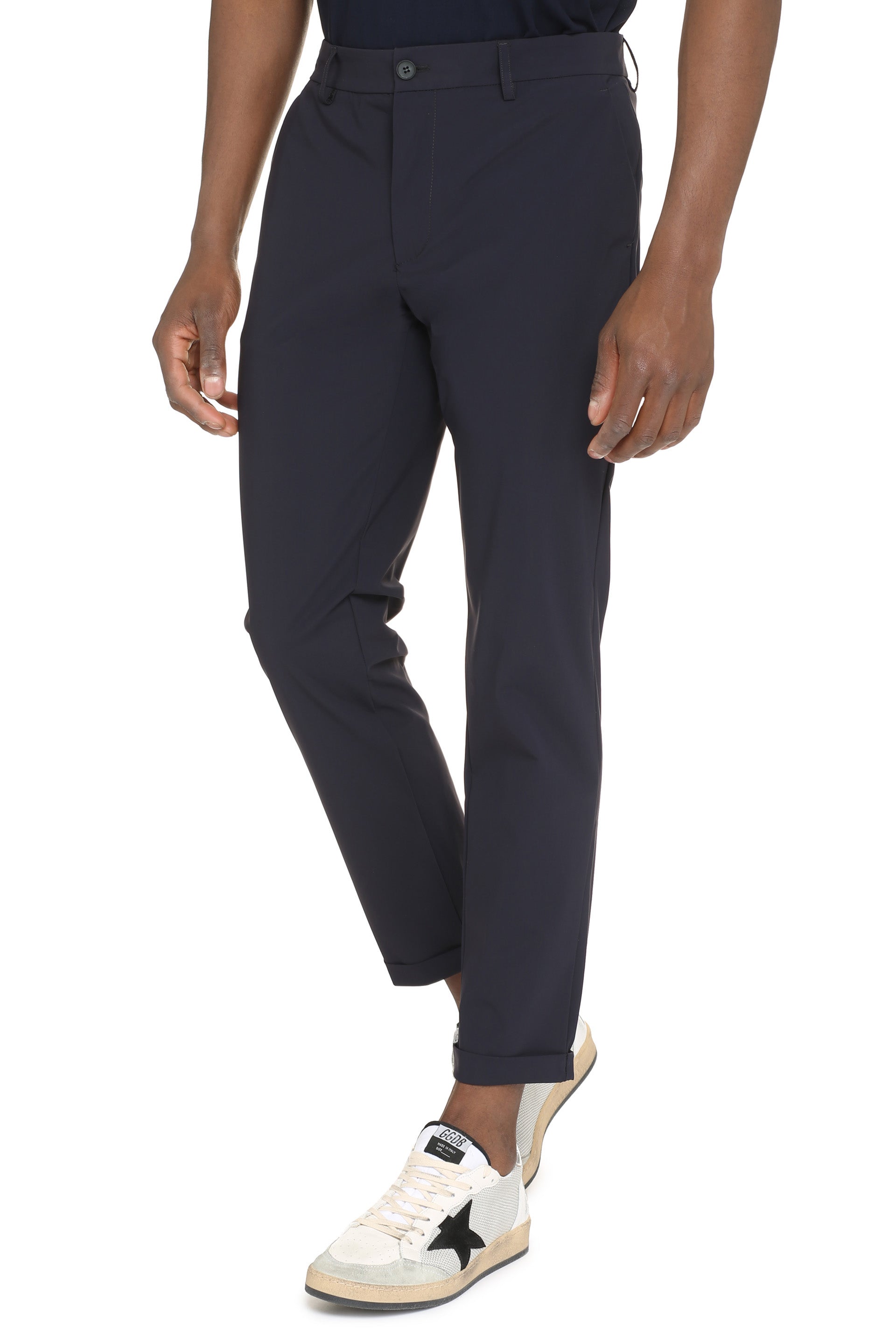 The Alphabet Tailored Navy Polyamide Trousers — Navy, view 3