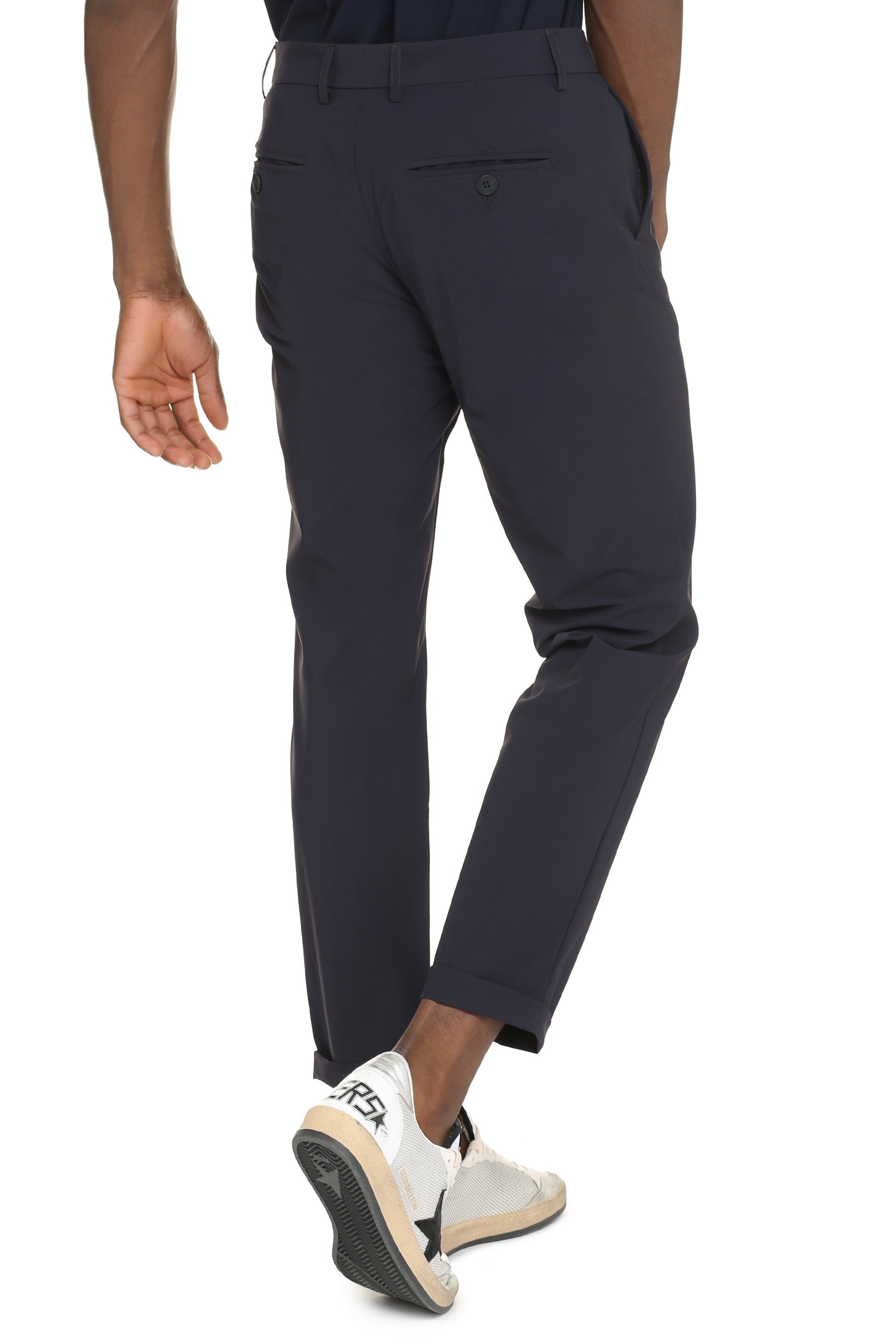 The Alphabet Tailored Navy Polyamide Trousers — Navy, view 4
