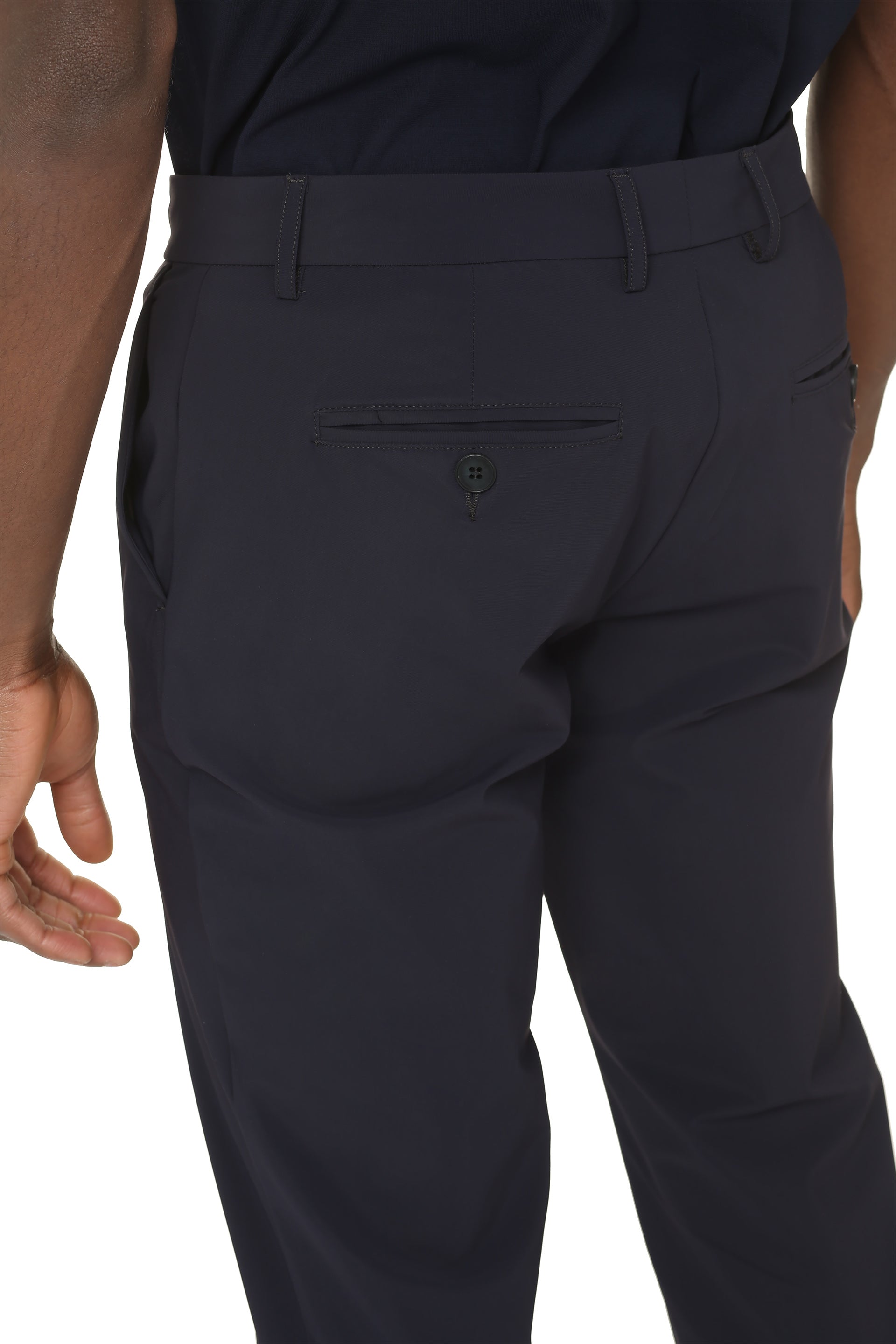 The Alphabet Tailored Navy Polyamide Trousers — Navy, view 5